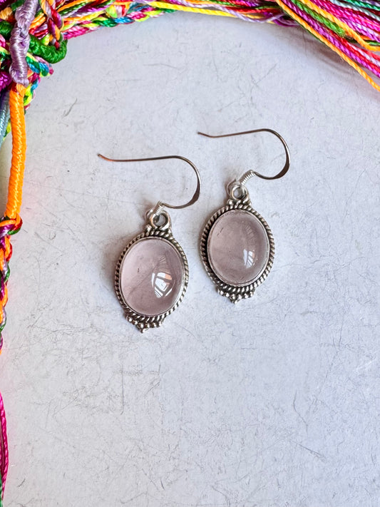 Orecchini argento 925 quarzo rosa A21