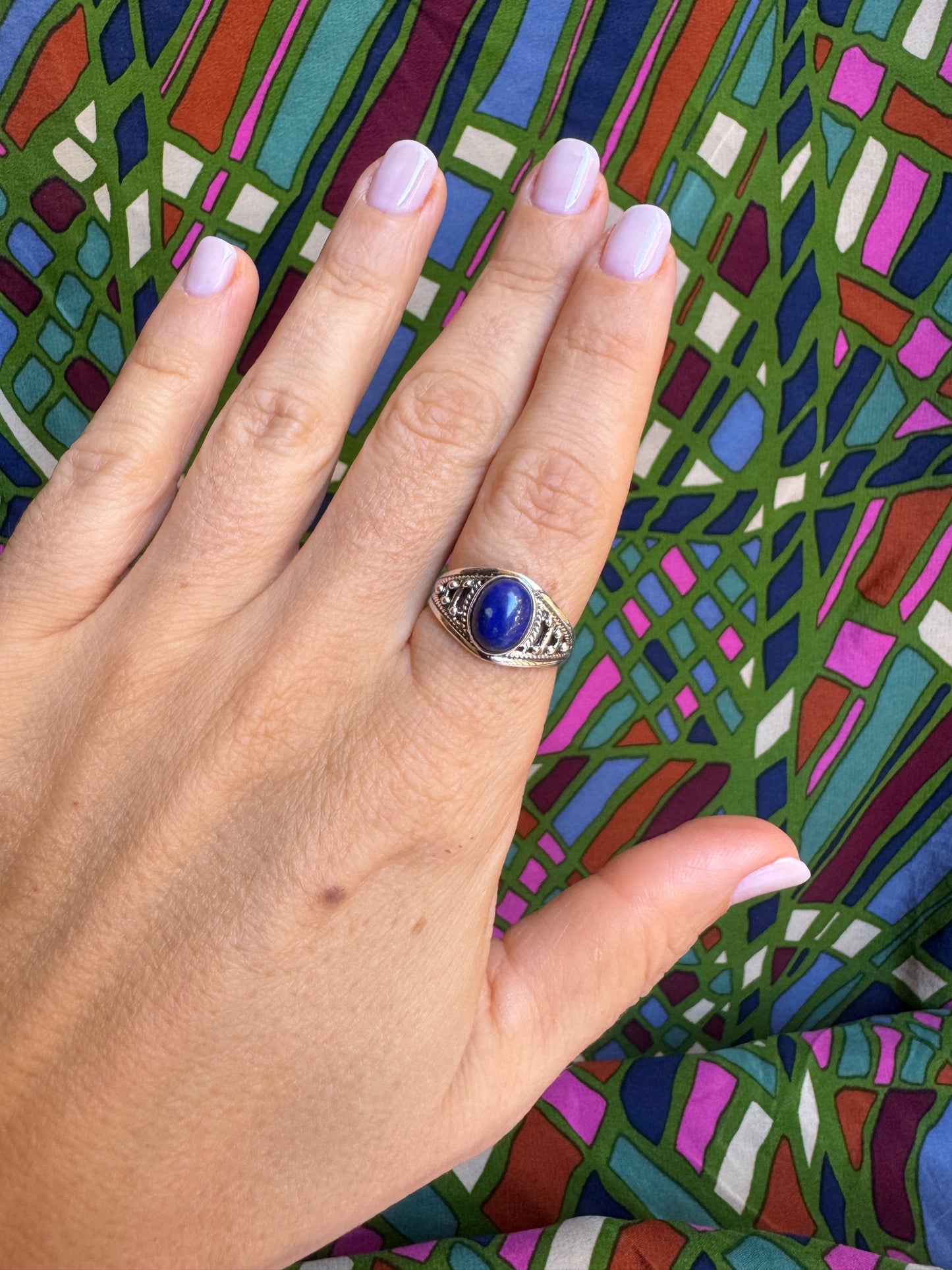 925 silver lapis lazuli ring size 15/16 - G49