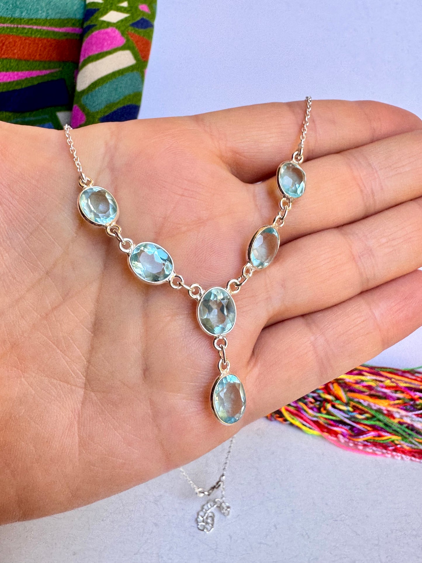 Collana argento 925 acquamarina