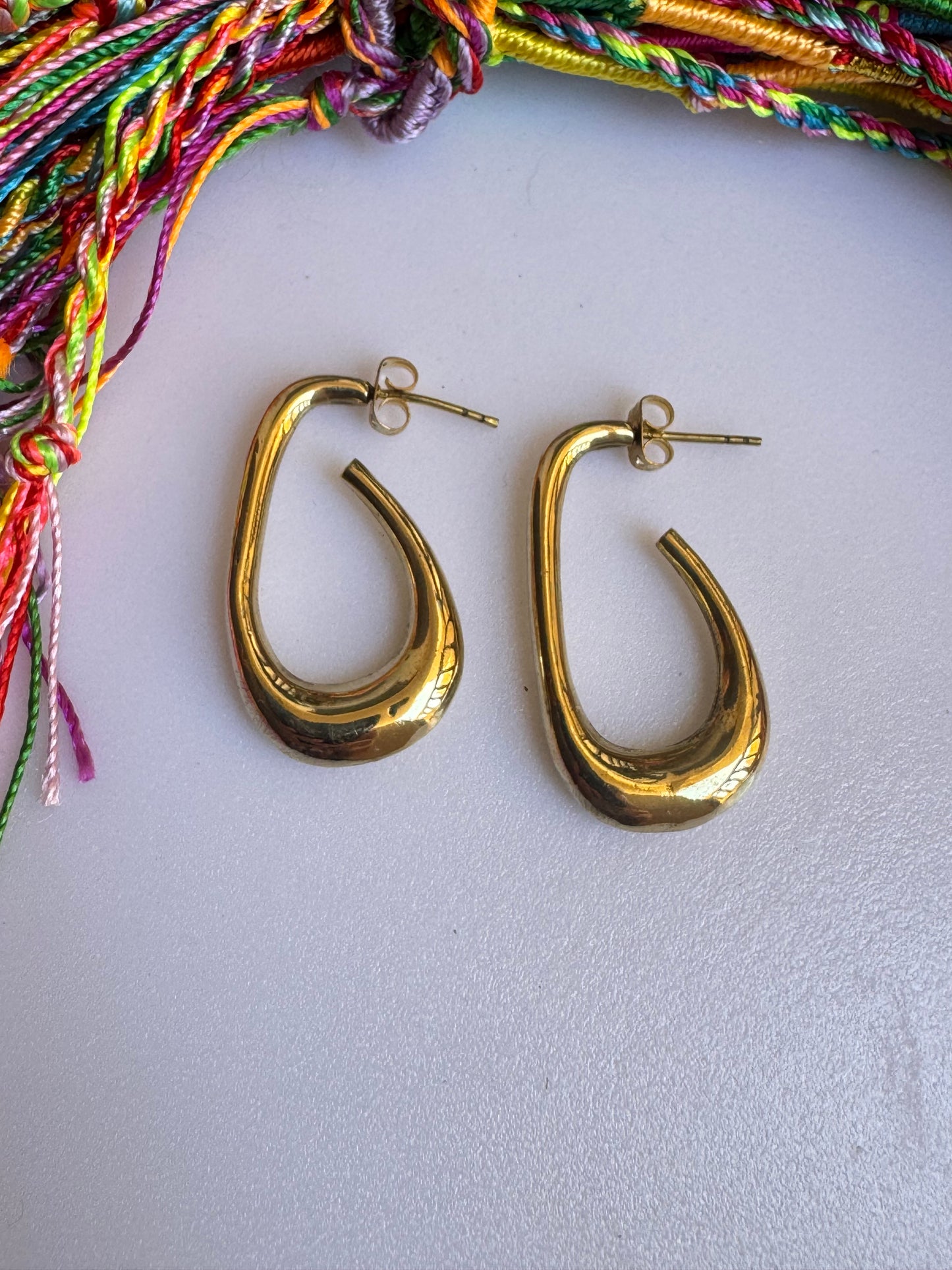 Golden oval butterfly boho earrings