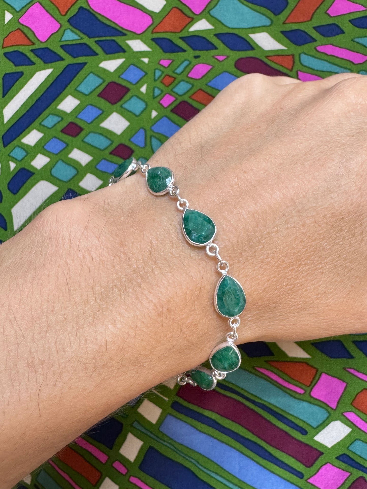 925 silver bracelet with emerald root B52