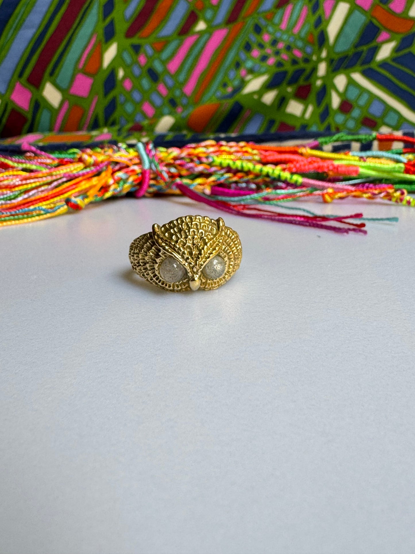 Anello boho dorato pietra di luna