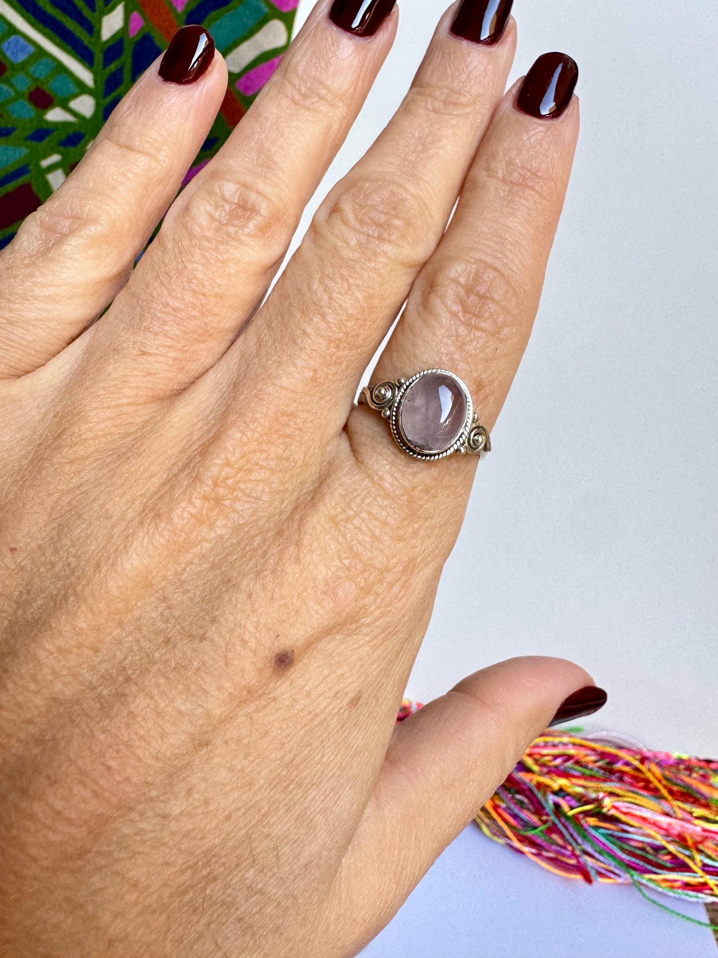 Anello argento 925 quarzo rosa misura 19 - 2WE