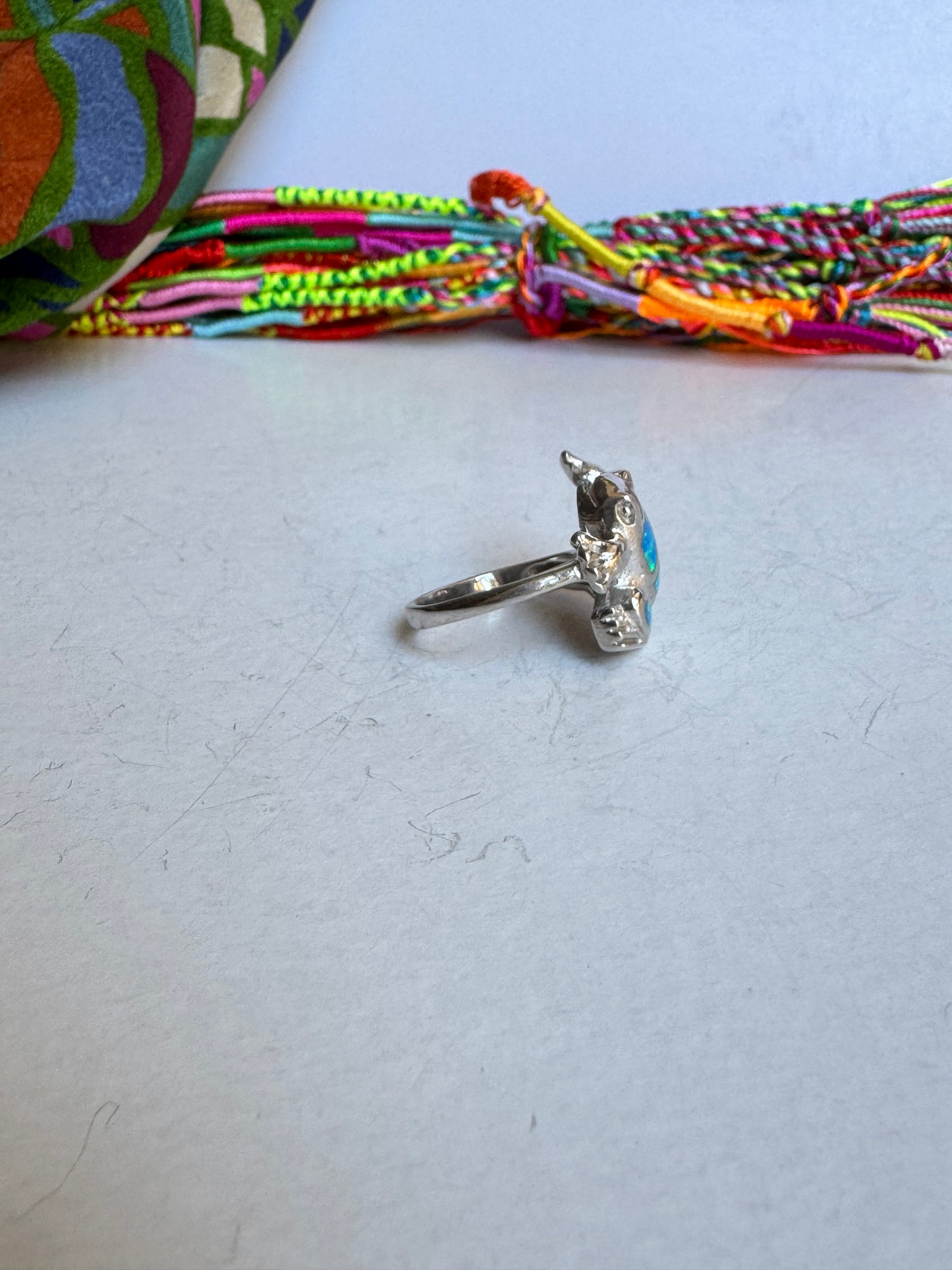 Anello argento 925 rana opale blu misura 13/14 - 4OP