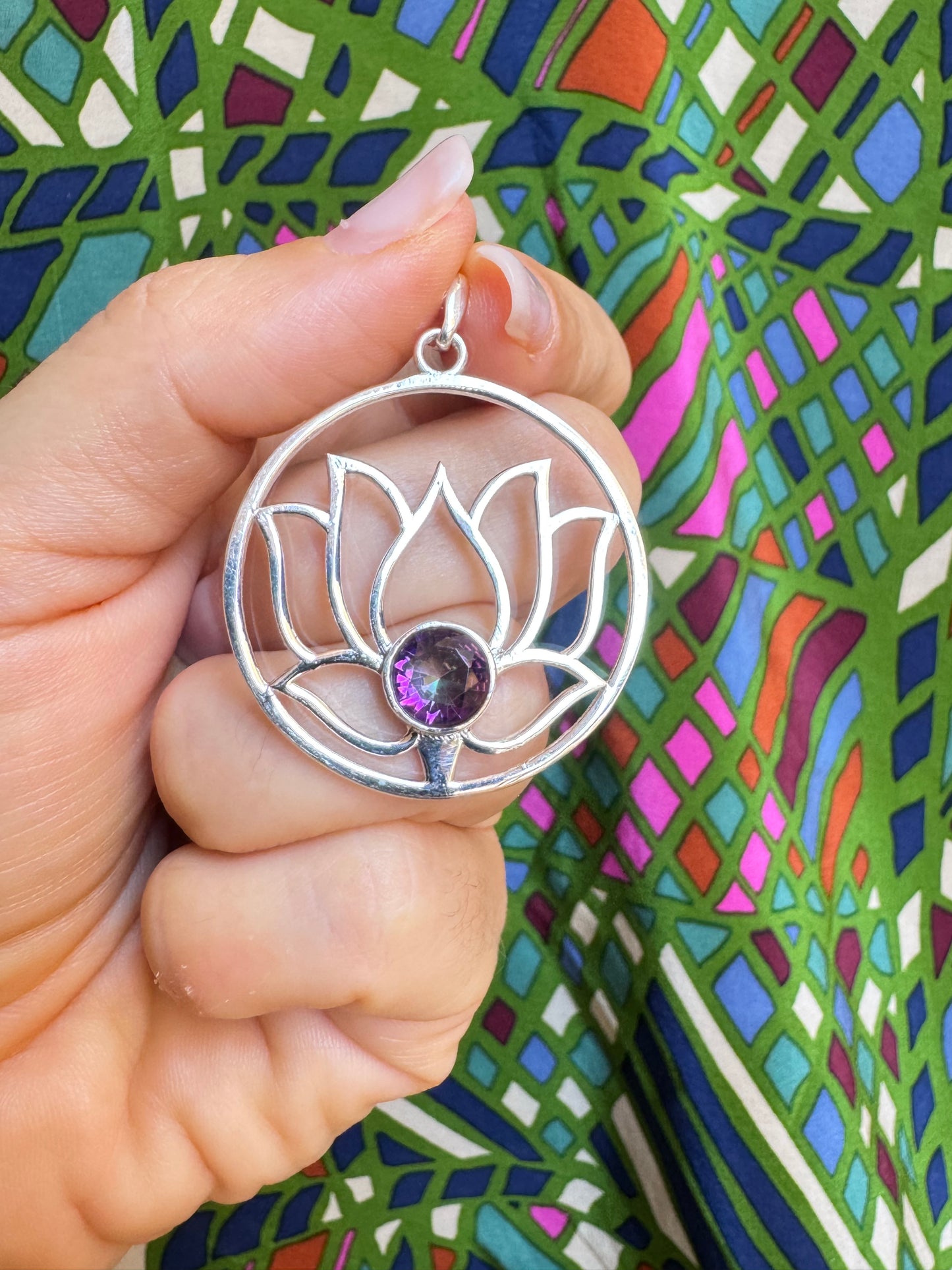 925 silver mystic stone pendant F33