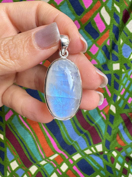 Ciondolo argento 925 pietra di luna arcobaleno 17L