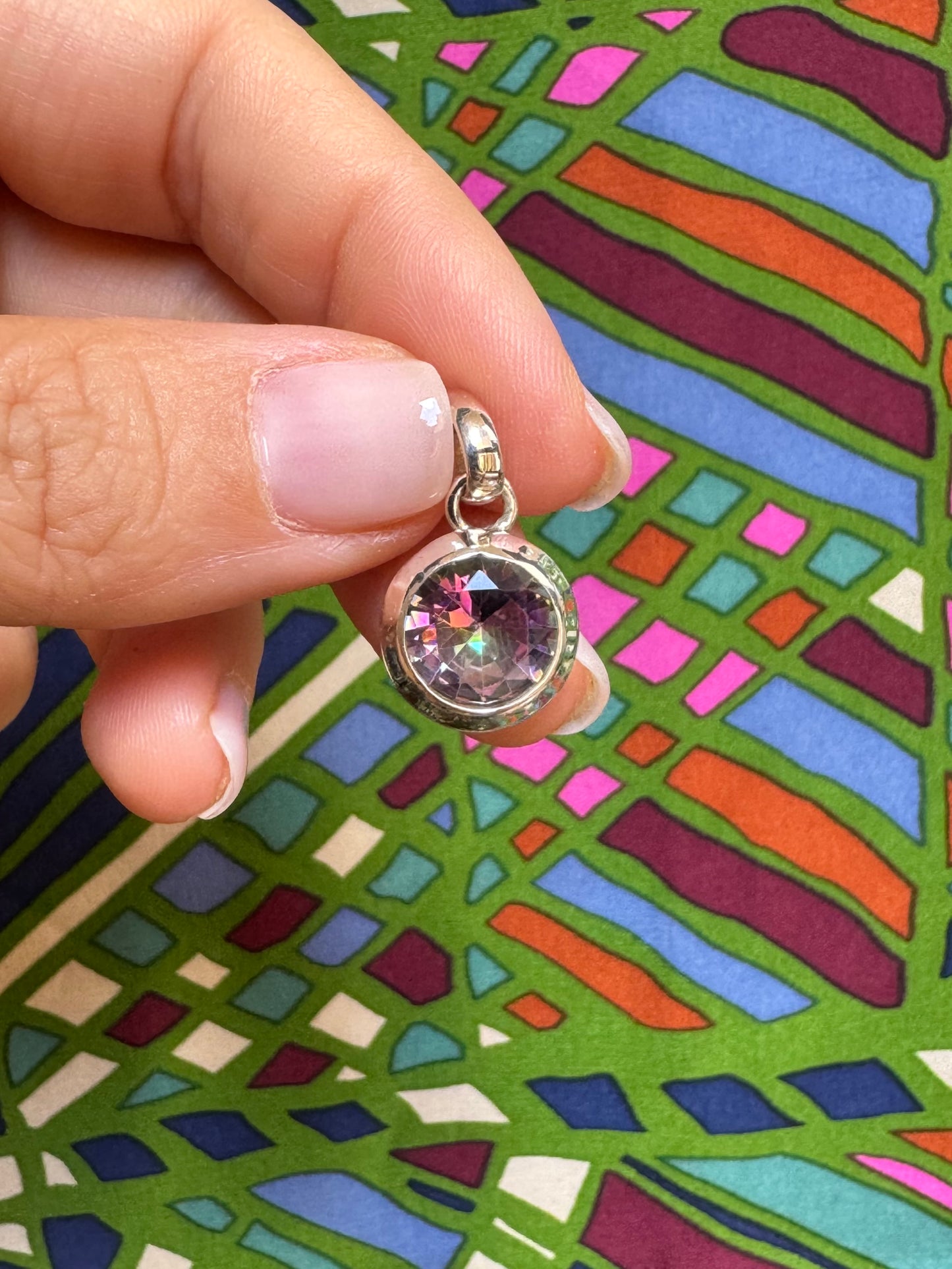 925 silver mystic stone pendant F2