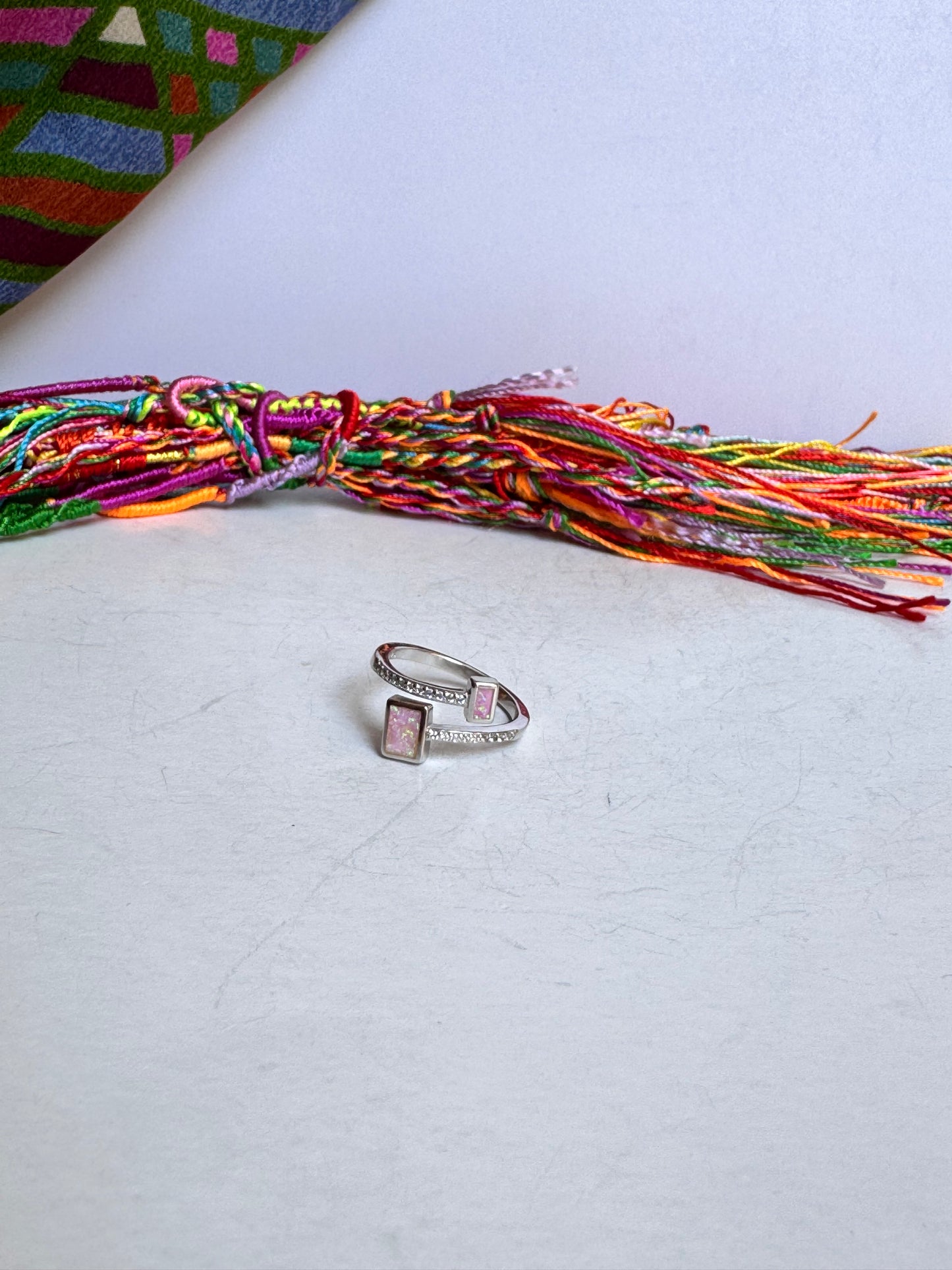 Anello argento 925 opale rosa misura 17  18OP