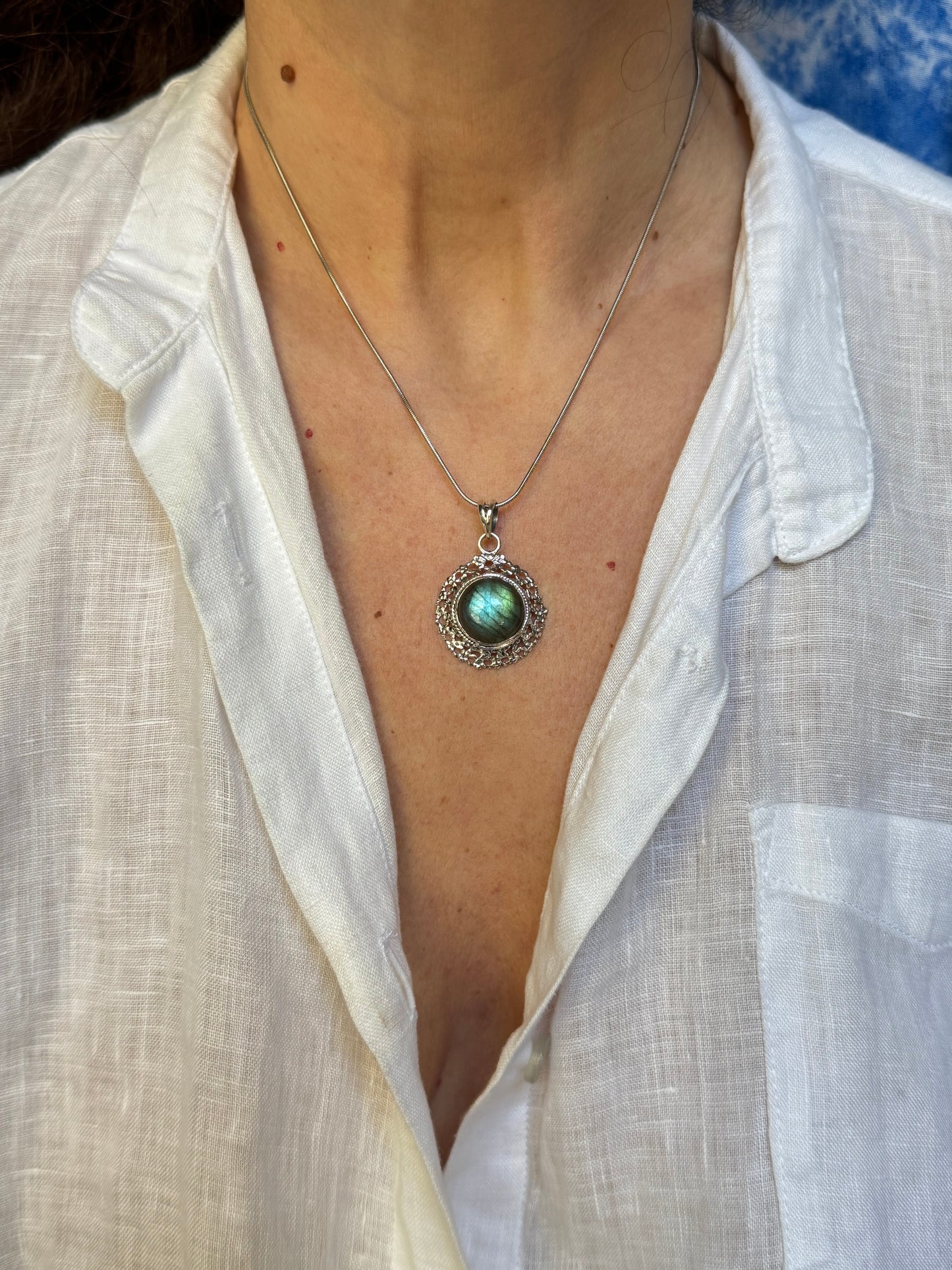 Ciondolo pendente  argento 925 labradorite 2K