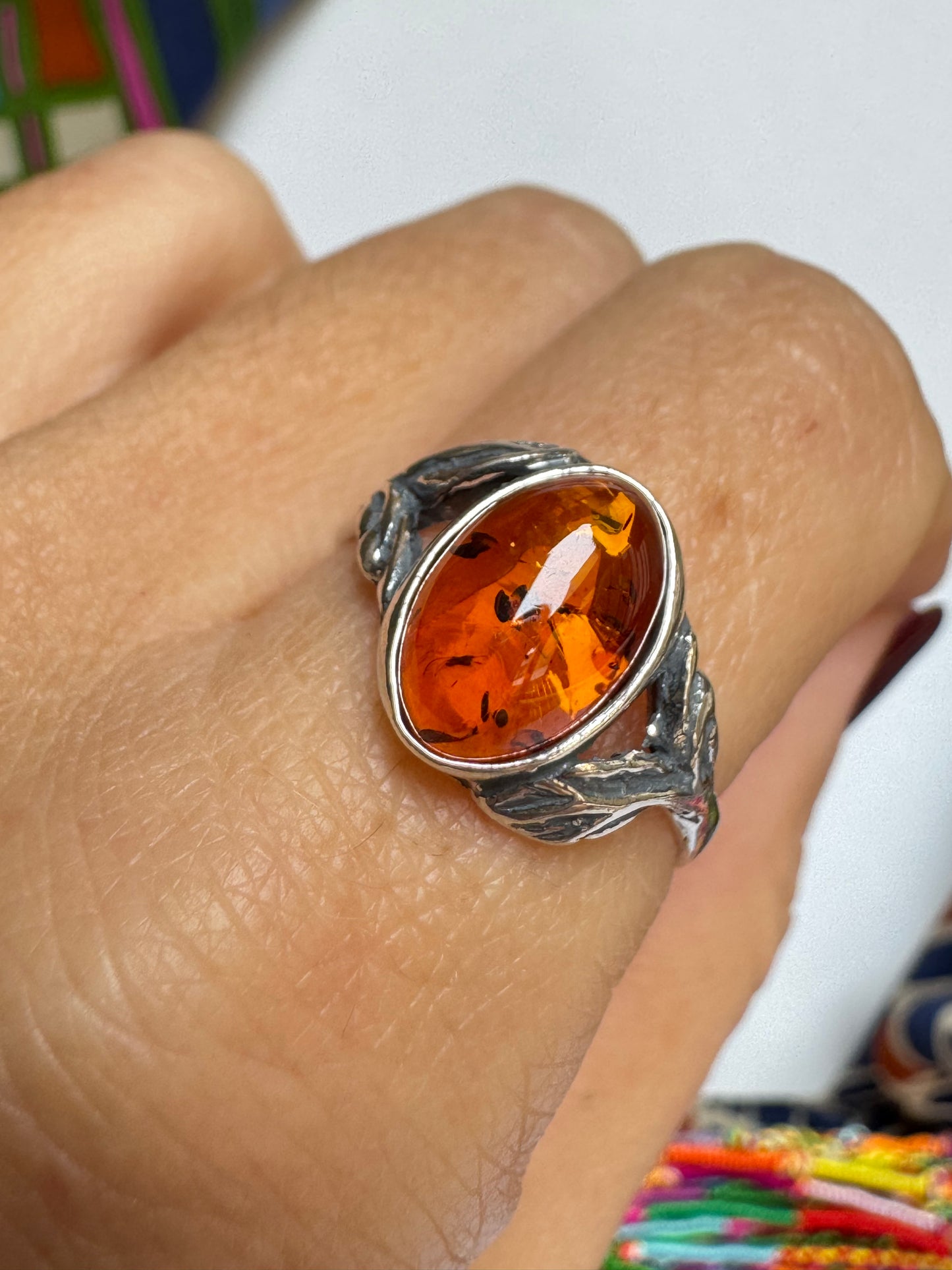 Anello argento 925 ambra misura 20 - 8AMB