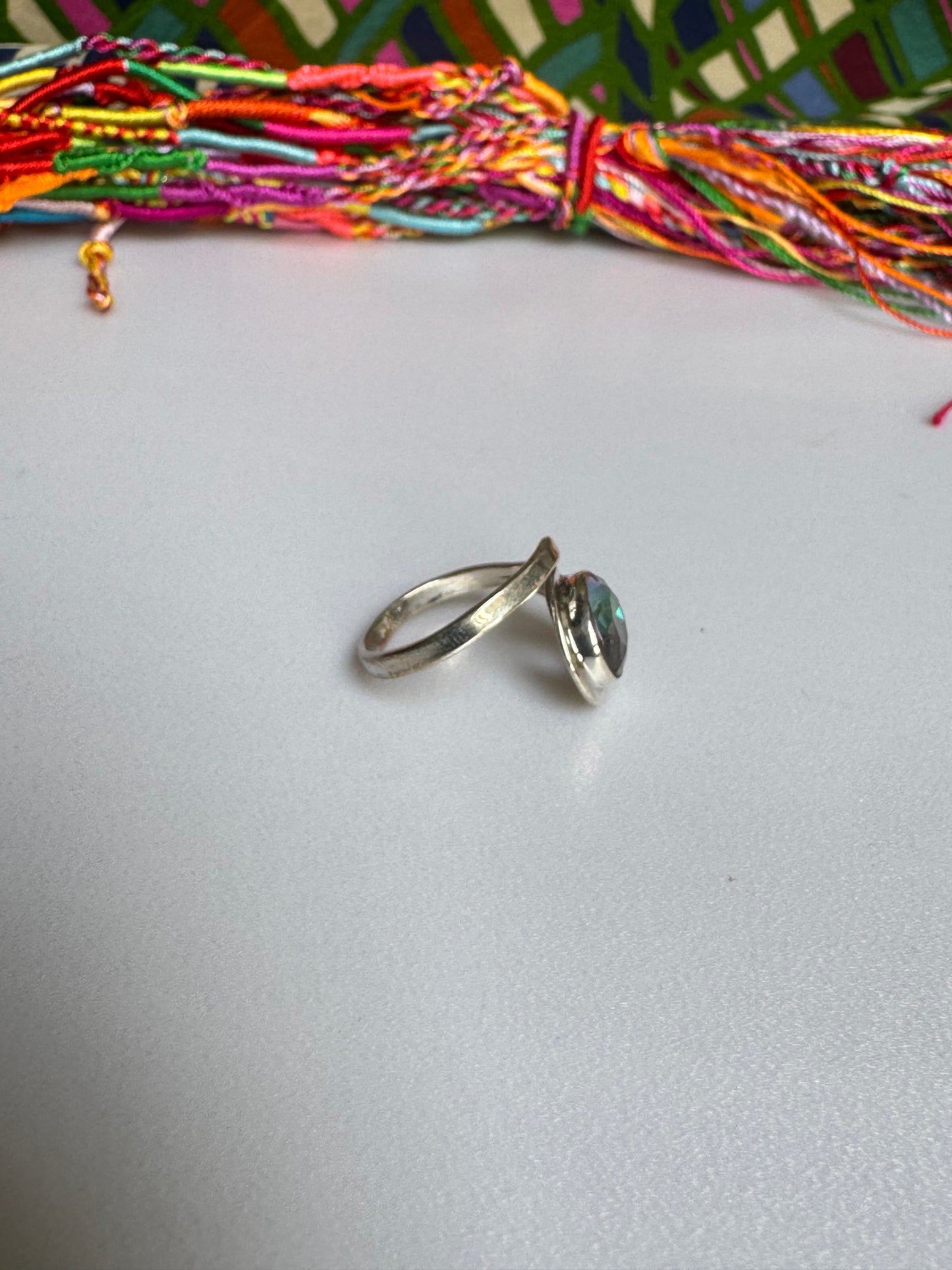 925 silver adjustable mystic stone ring 5MS