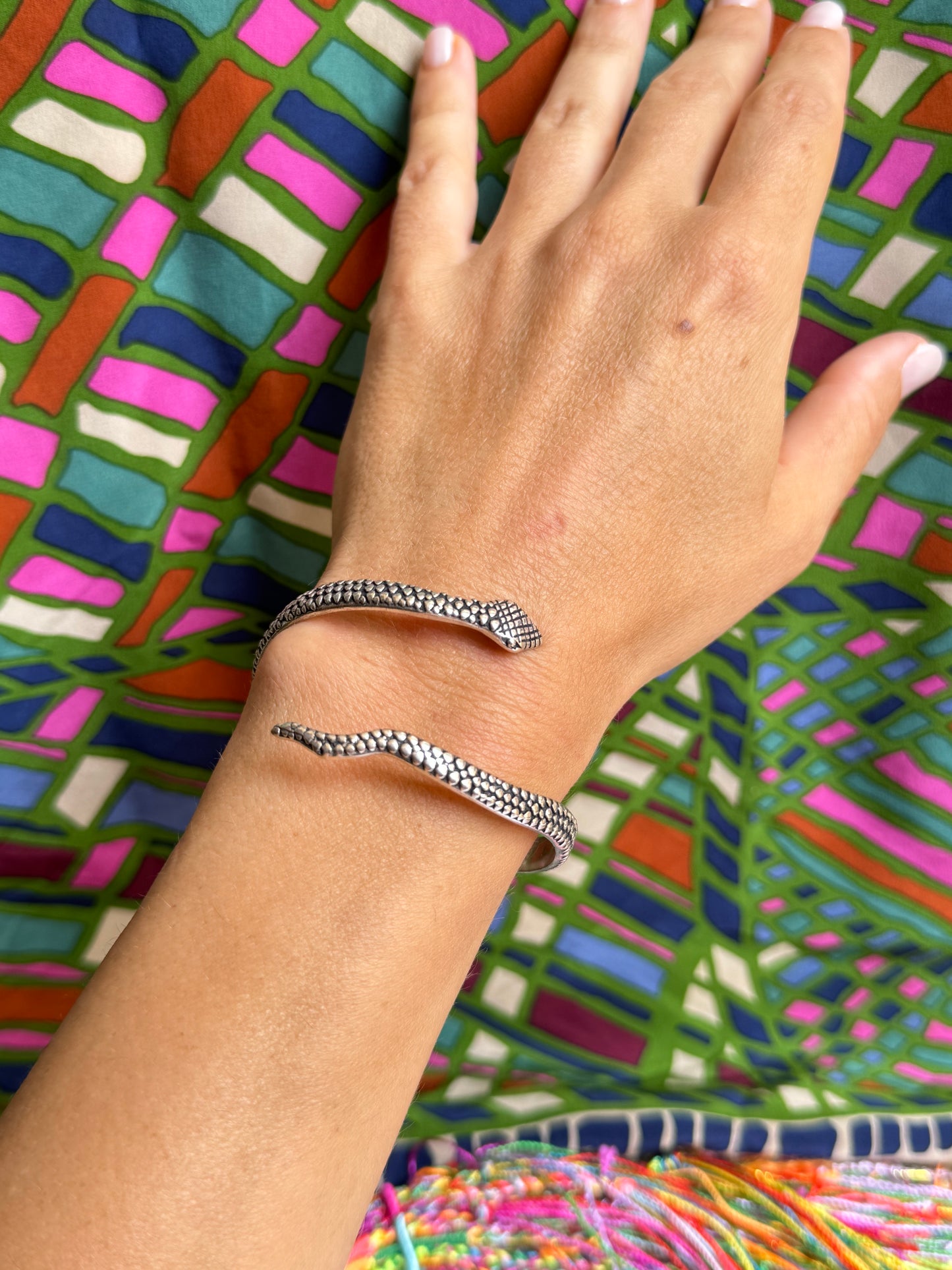 Boho silver snake bracelet