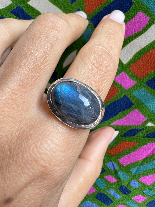 Labradorite Silver Ring E60