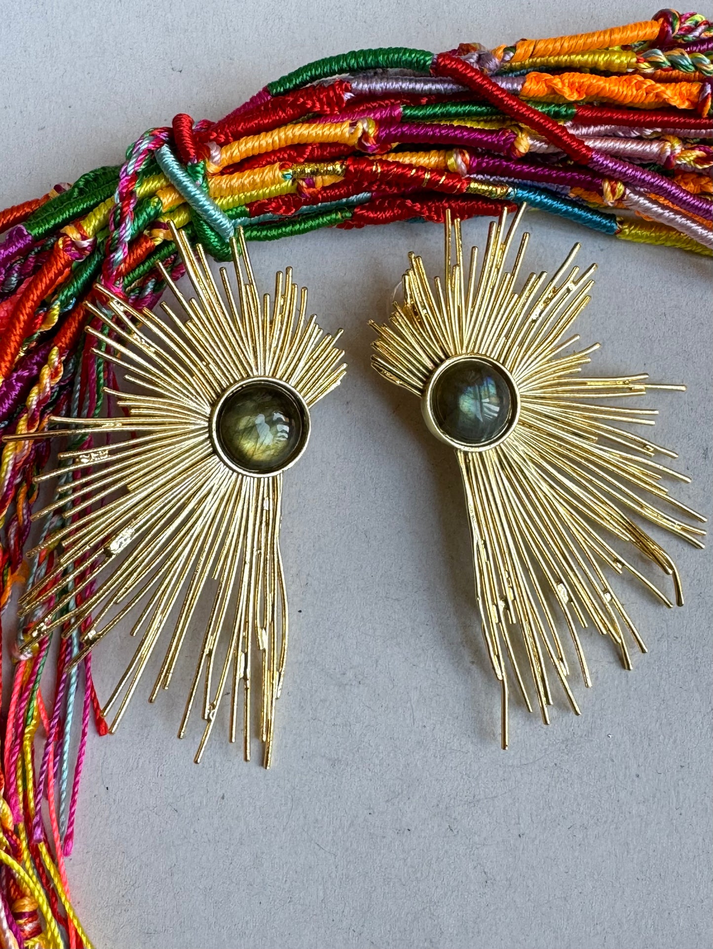 Golden labradorite earrings