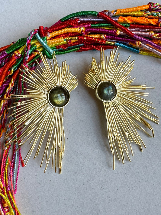 Golden labradorite earrings