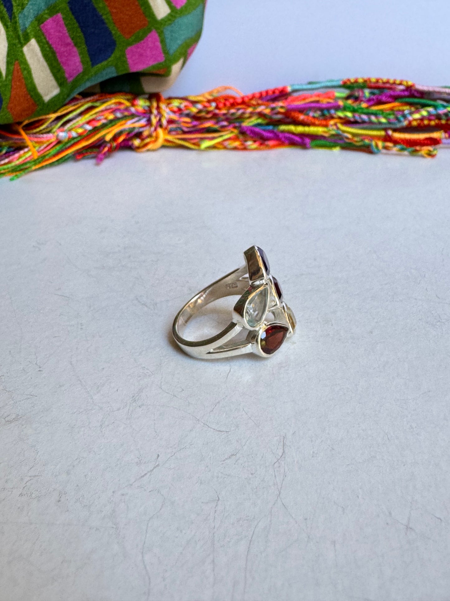 Anello argento 925 multi pietra misura 17 - MP4