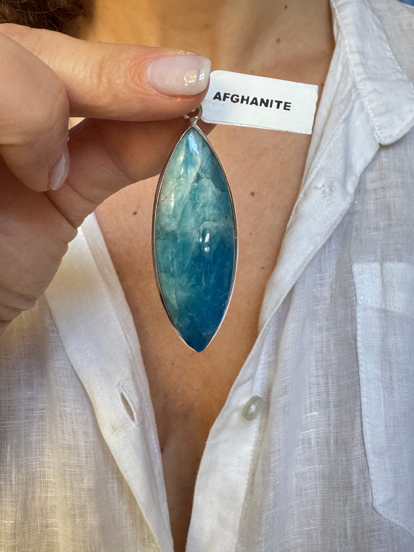 Ciondolo pendente argento 925 afghanite 7K