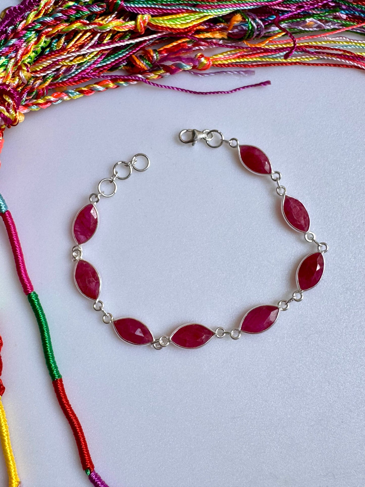 925 silver bracelet with ruby ​​root B55