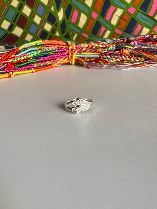 Anello argento 925 falange o piede regolabile fascia fiore 5