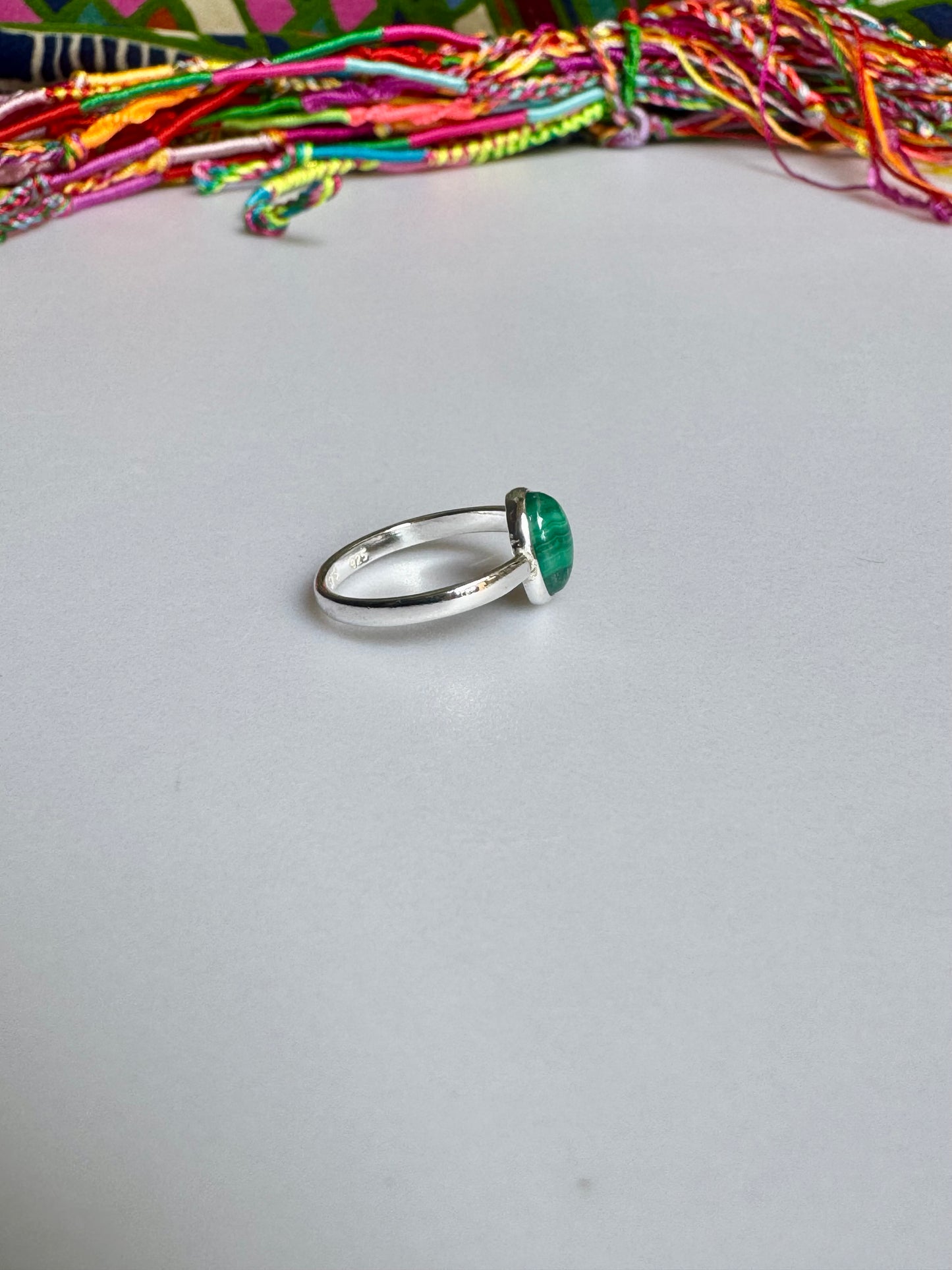 925 silver malachite ring size 9/10 - G20