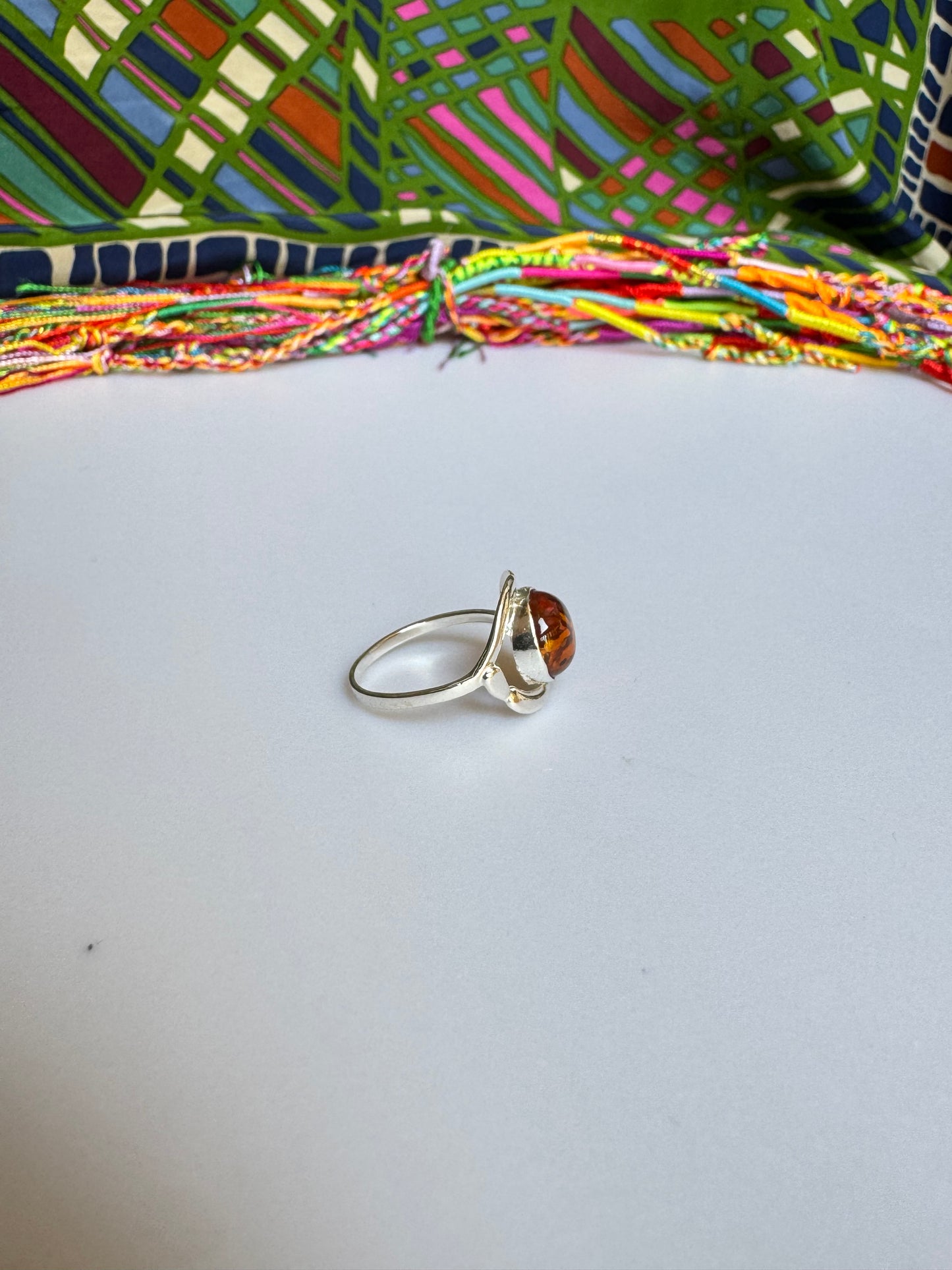 925 silver amber ring size 21 - 22 38A