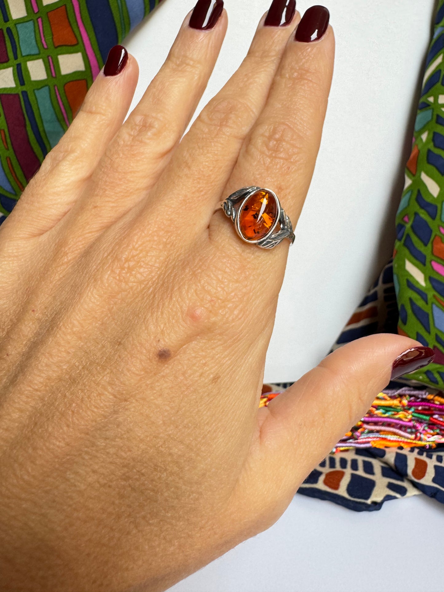 Anello argento 925 ambra misura 20 - 8AMB