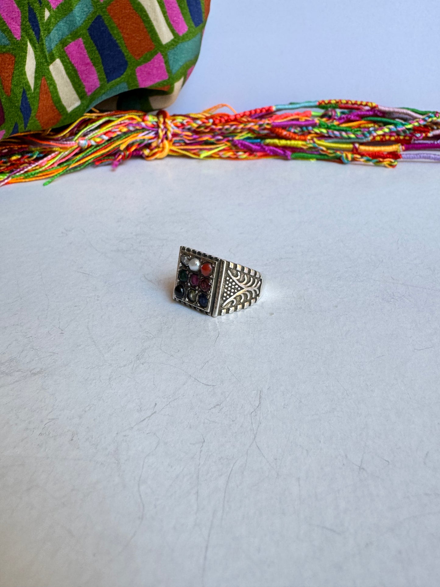 Anello argento 925 Navaratna misura 13 - MP9