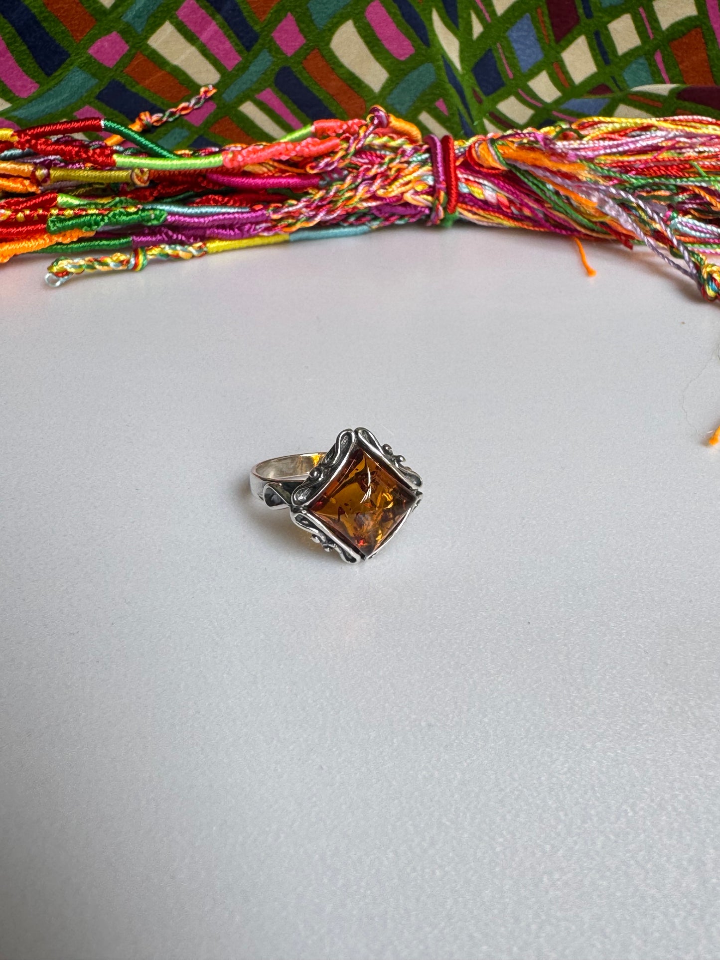 925 silver amber ring size 17/18 41A
