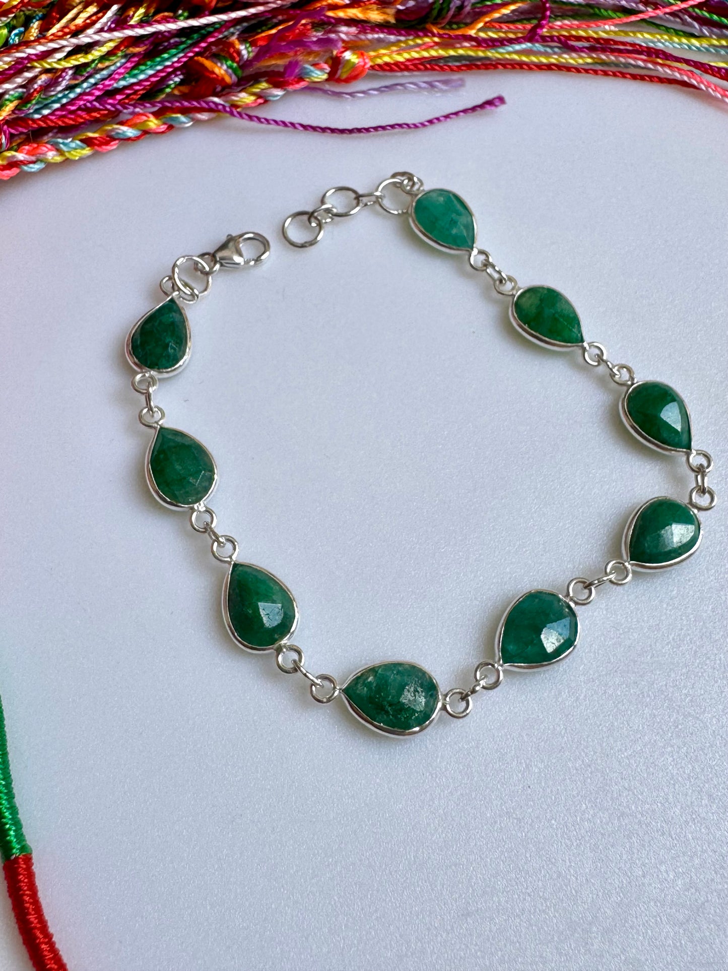 925 silver bracelet with emerald root B52