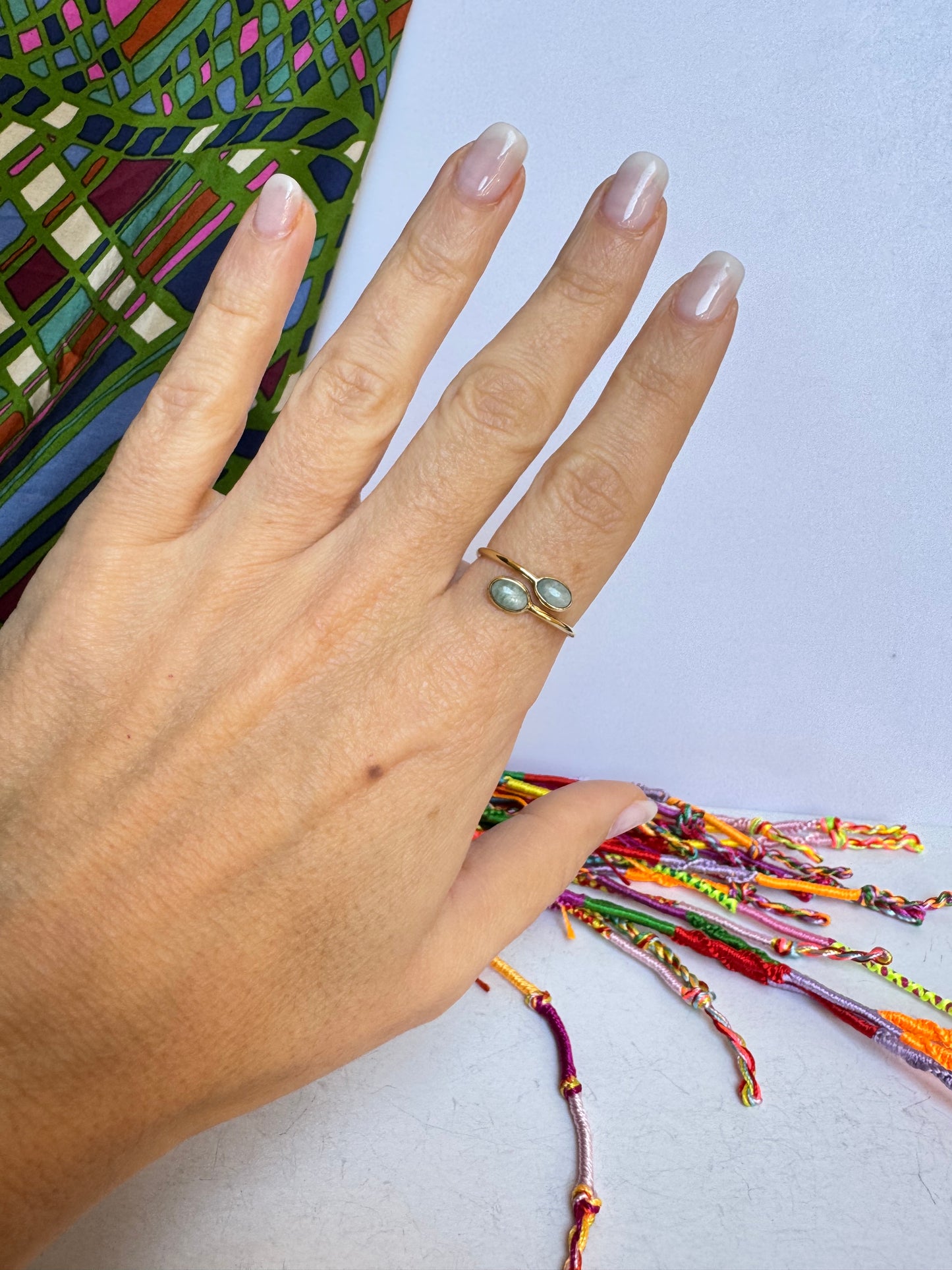 Anello boho dorato amazzonite