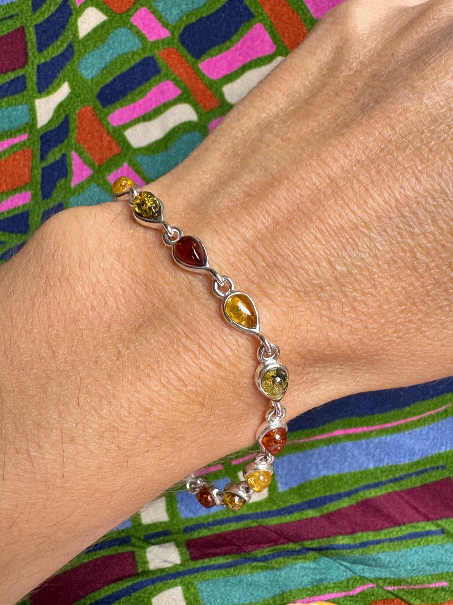 925 silver amber bracelet 8AB