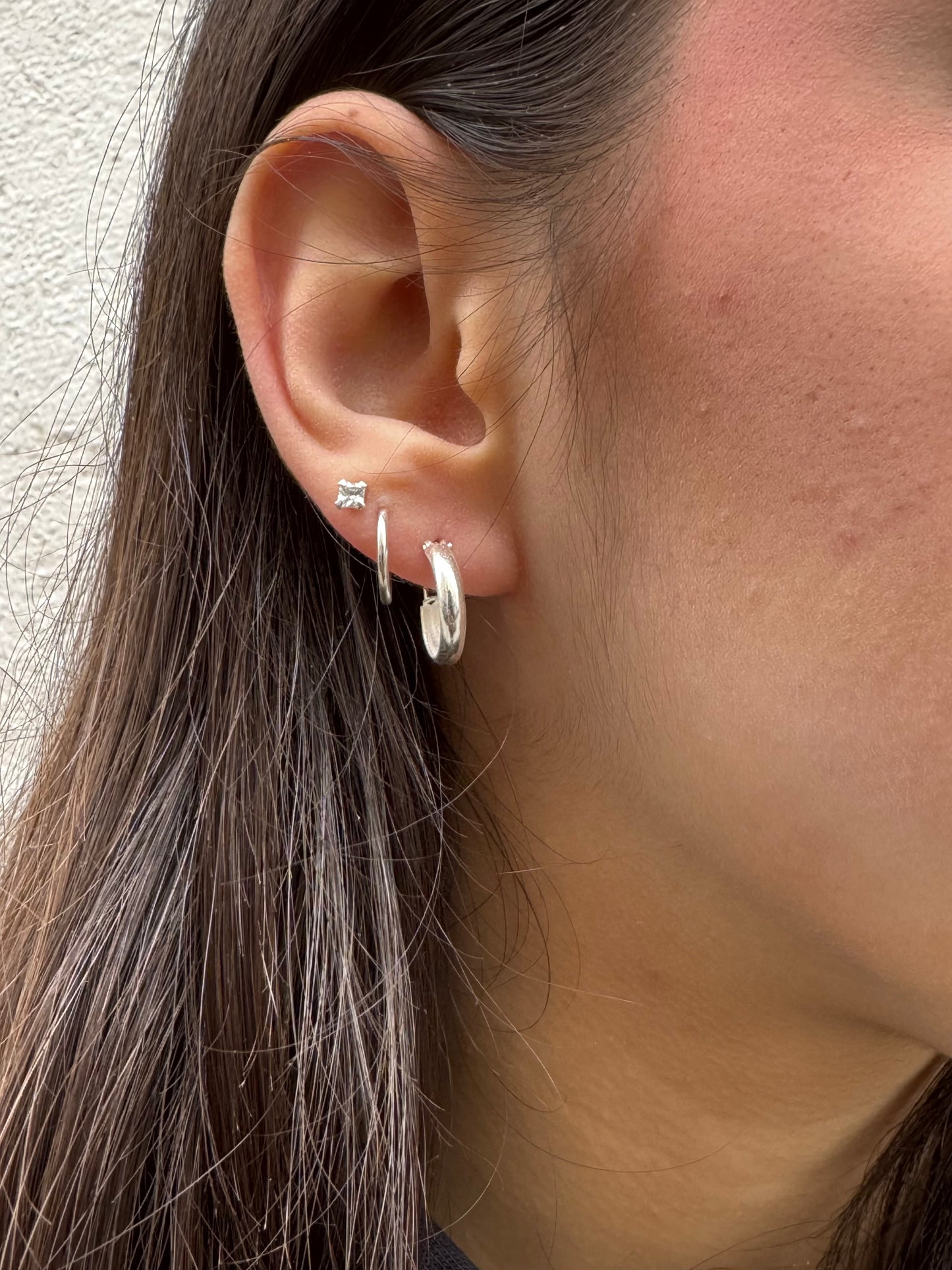 Single earring smooth circle cm 925 silver 1.4cm W25