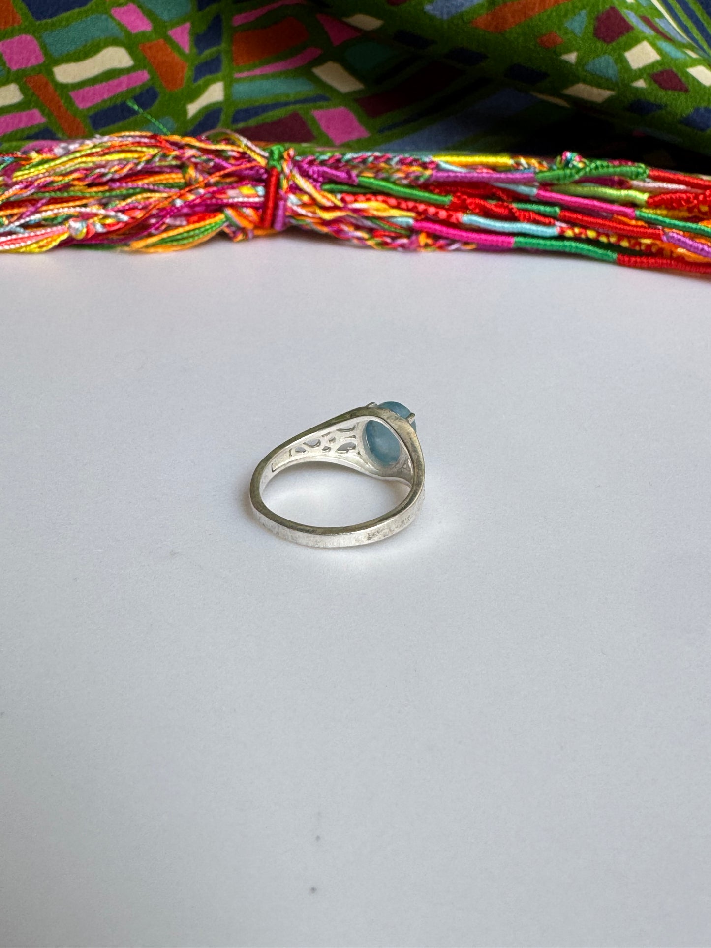 925 silver aquamarine ring size 19 - 7L