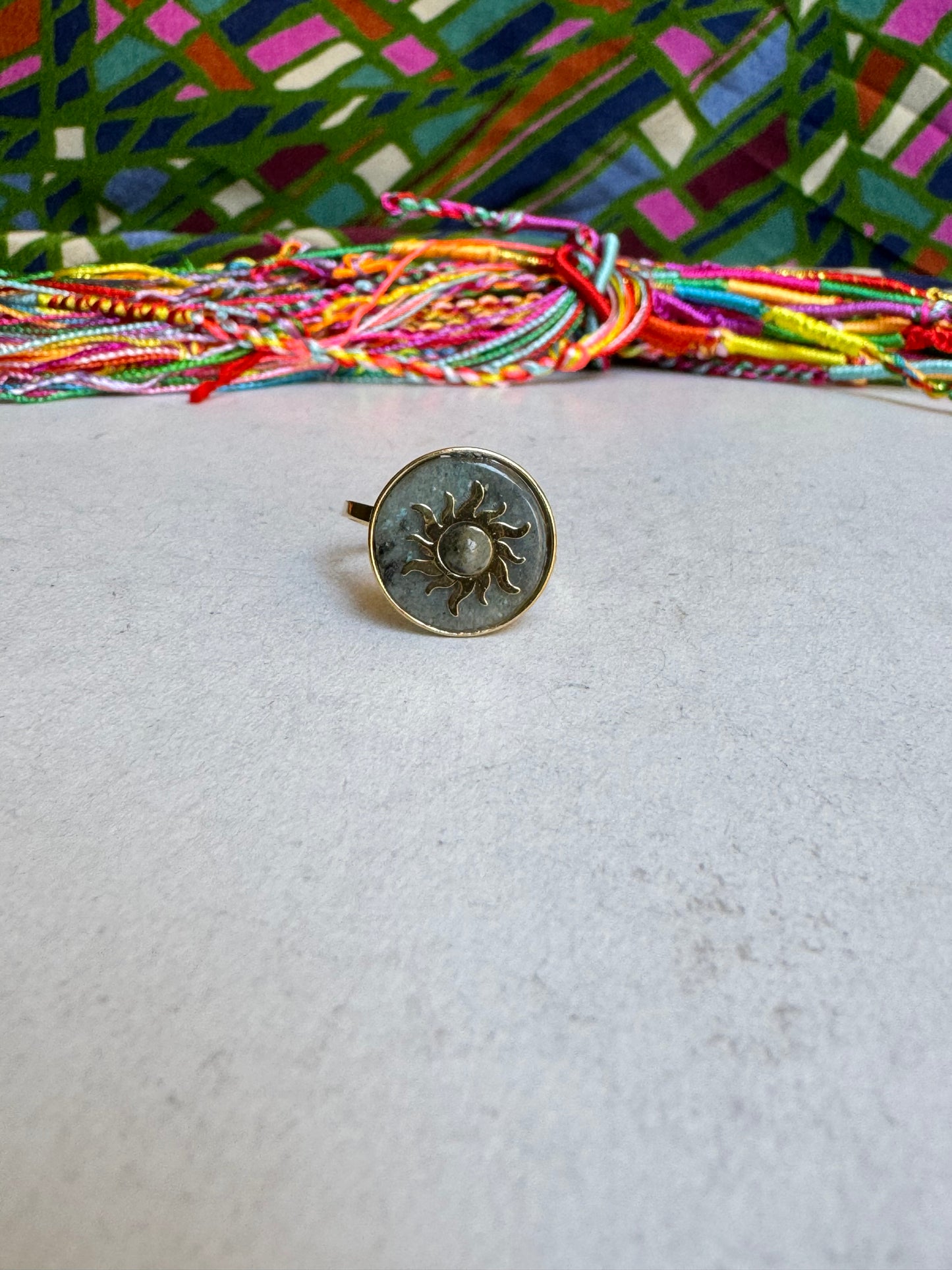 Gray golden steel ring