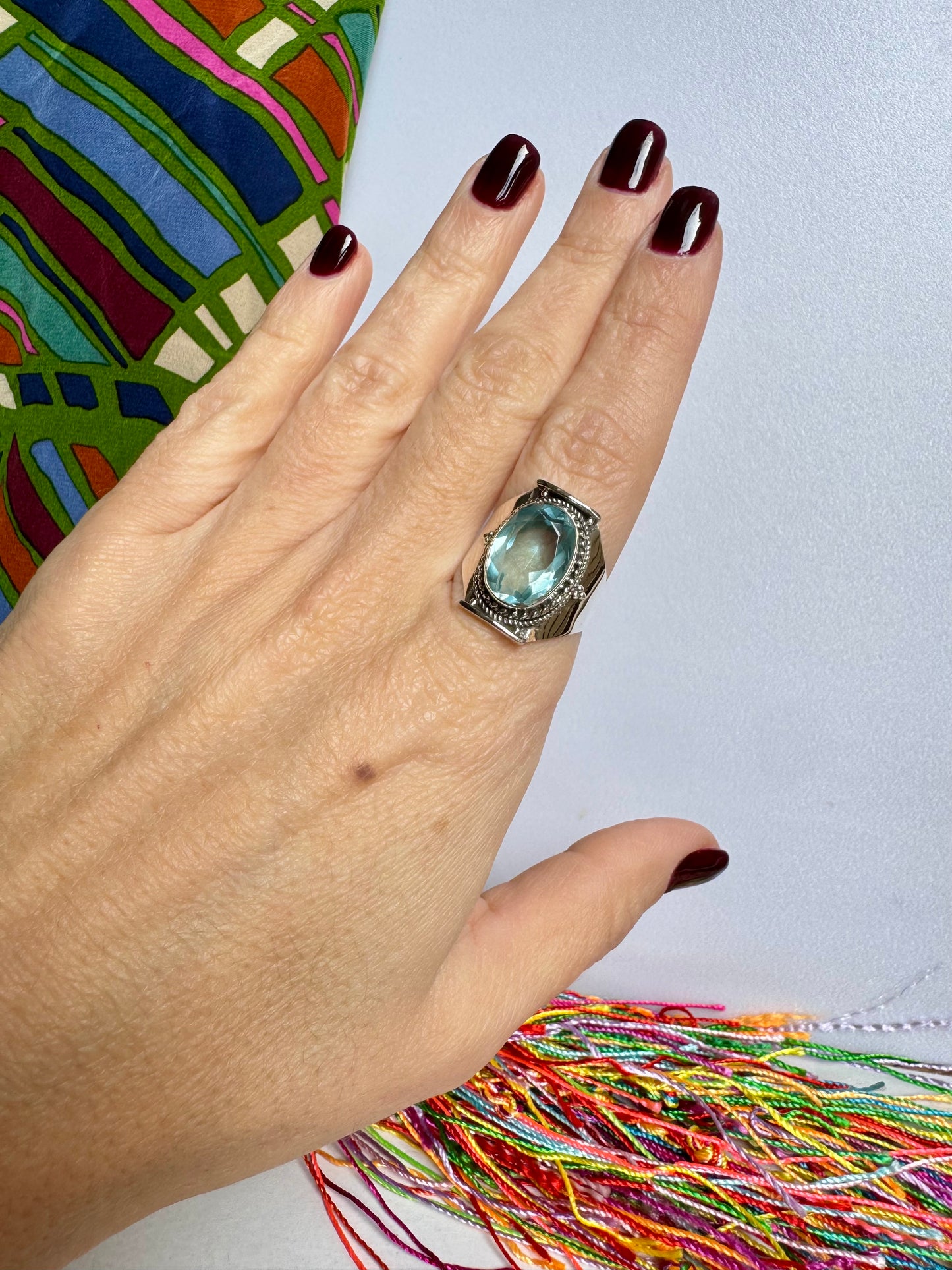 Anello argento 925 acquamarina misura 19/20 - 22K