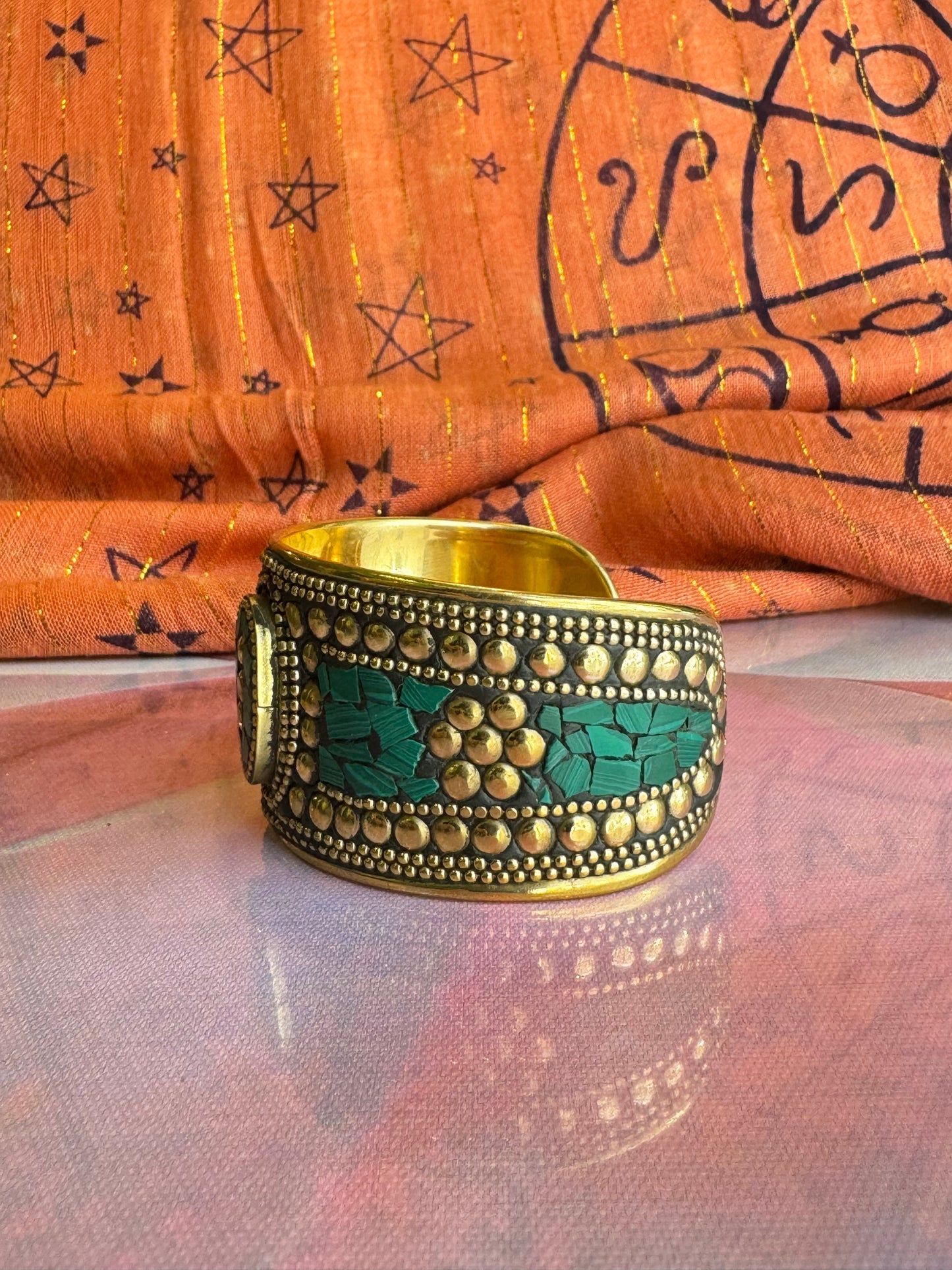 Nepalese green mosaic bracelet