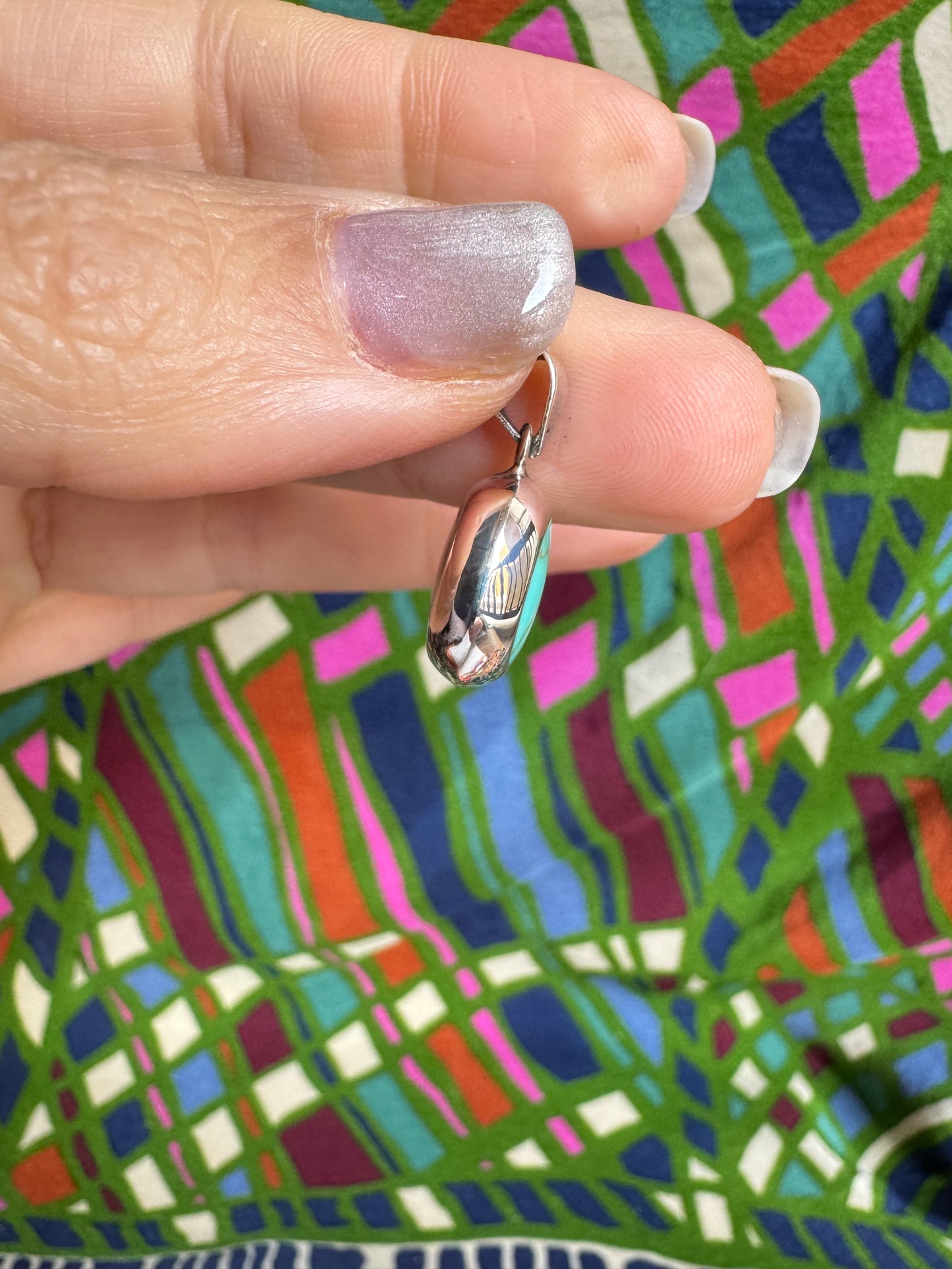 925 silver pendant with turquenite and mother-of-pearl 2L