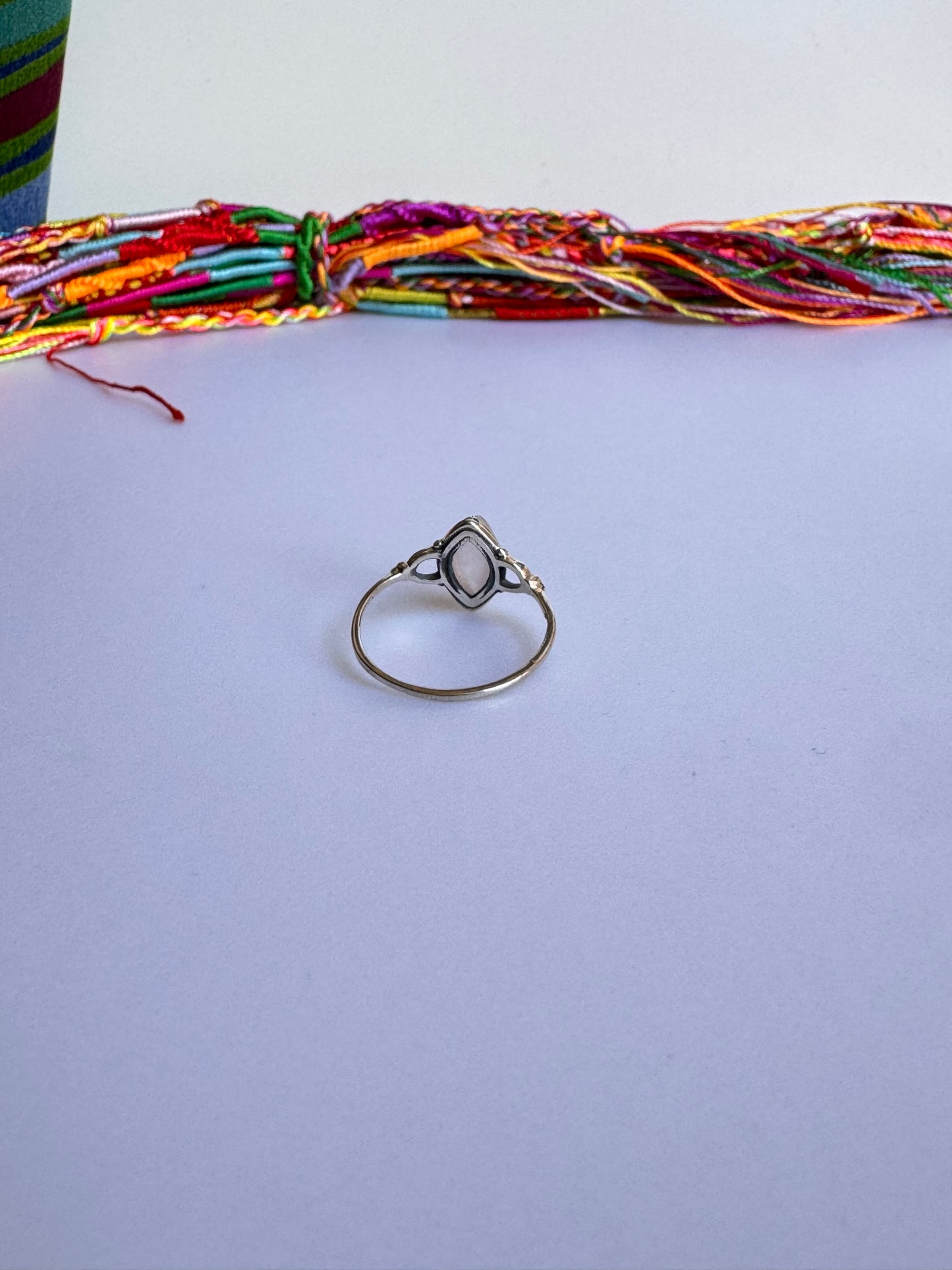 Anello argento 925 quarzo rosa misura 17/18 4WE
