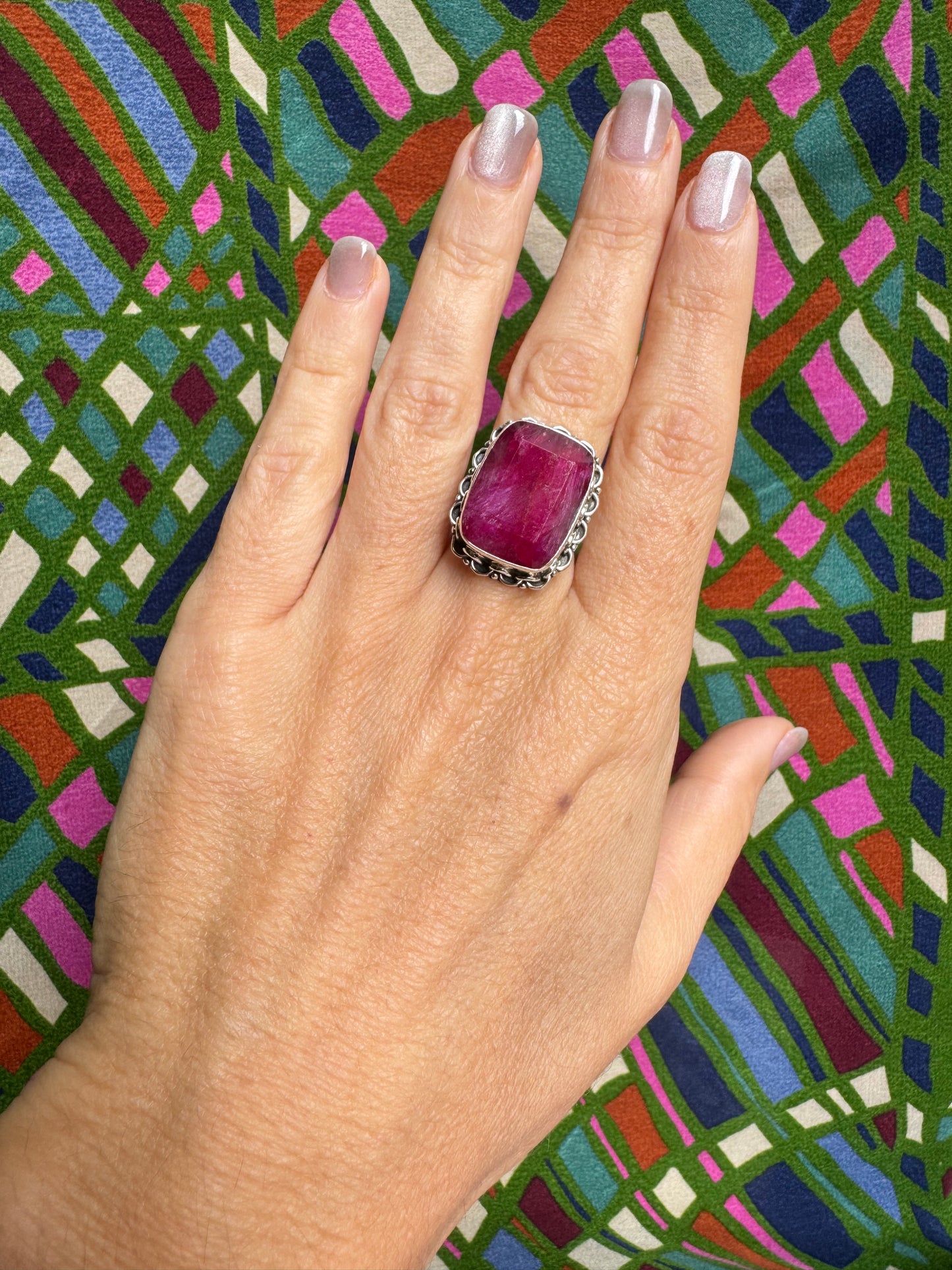 Anello argento 925 radice di rubino misura 15 - 13AM