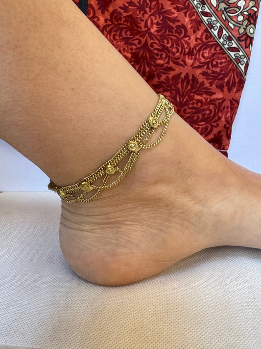 Goldene Fußkettchen Tropfen 11