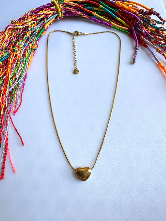 Collana acciaio dorato cuore