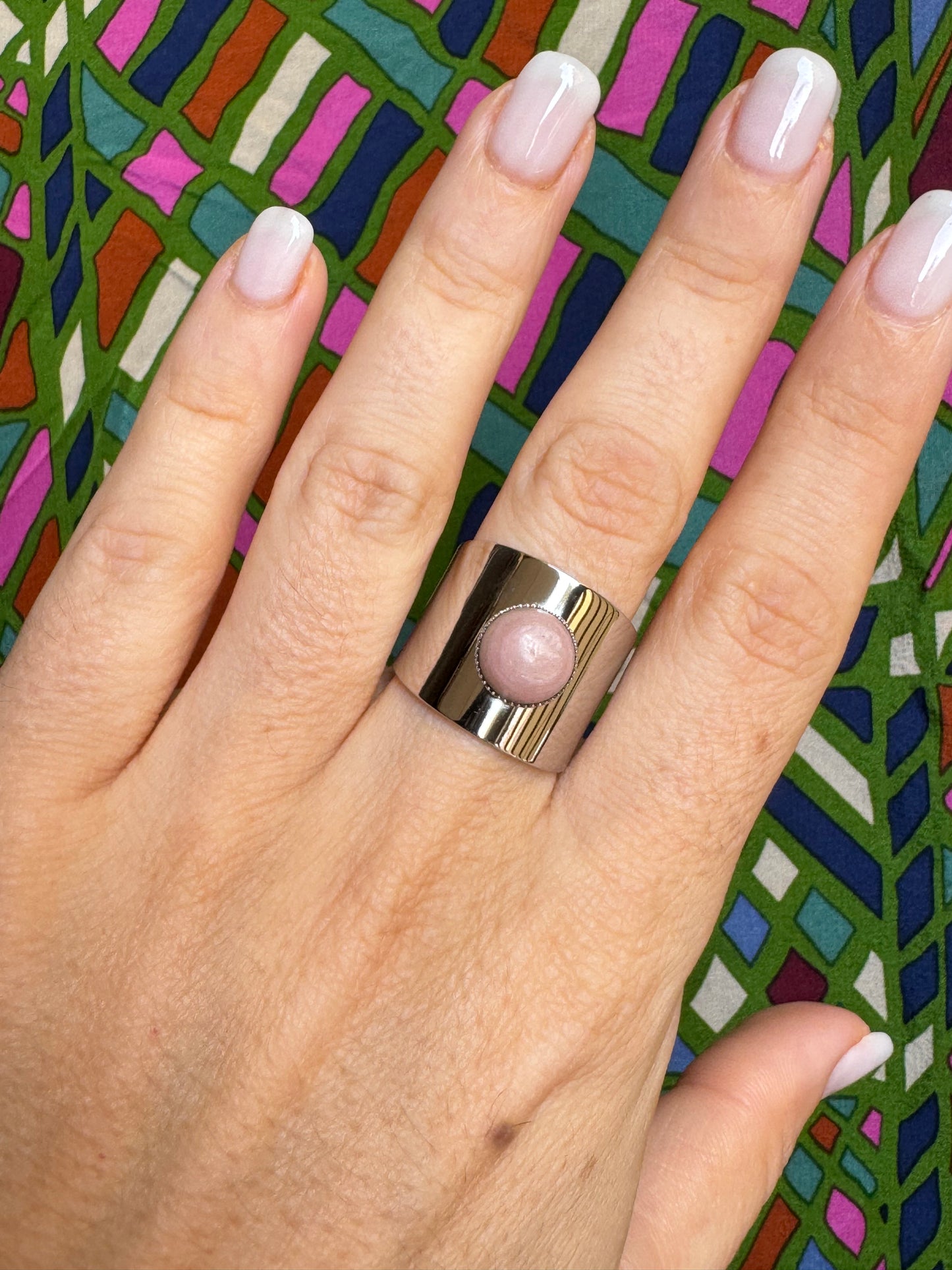 Antique pink steel ring