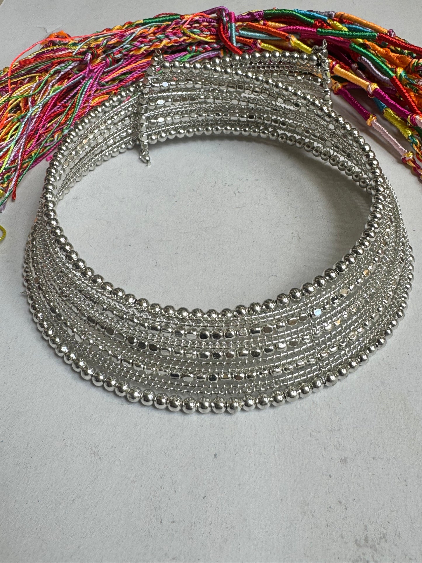 Multi-strand silver ball collar