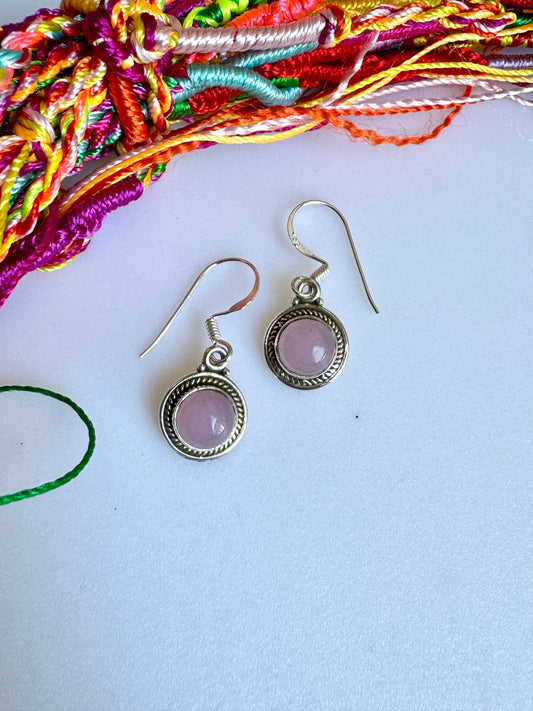 Rose quartz 925 silver earrings