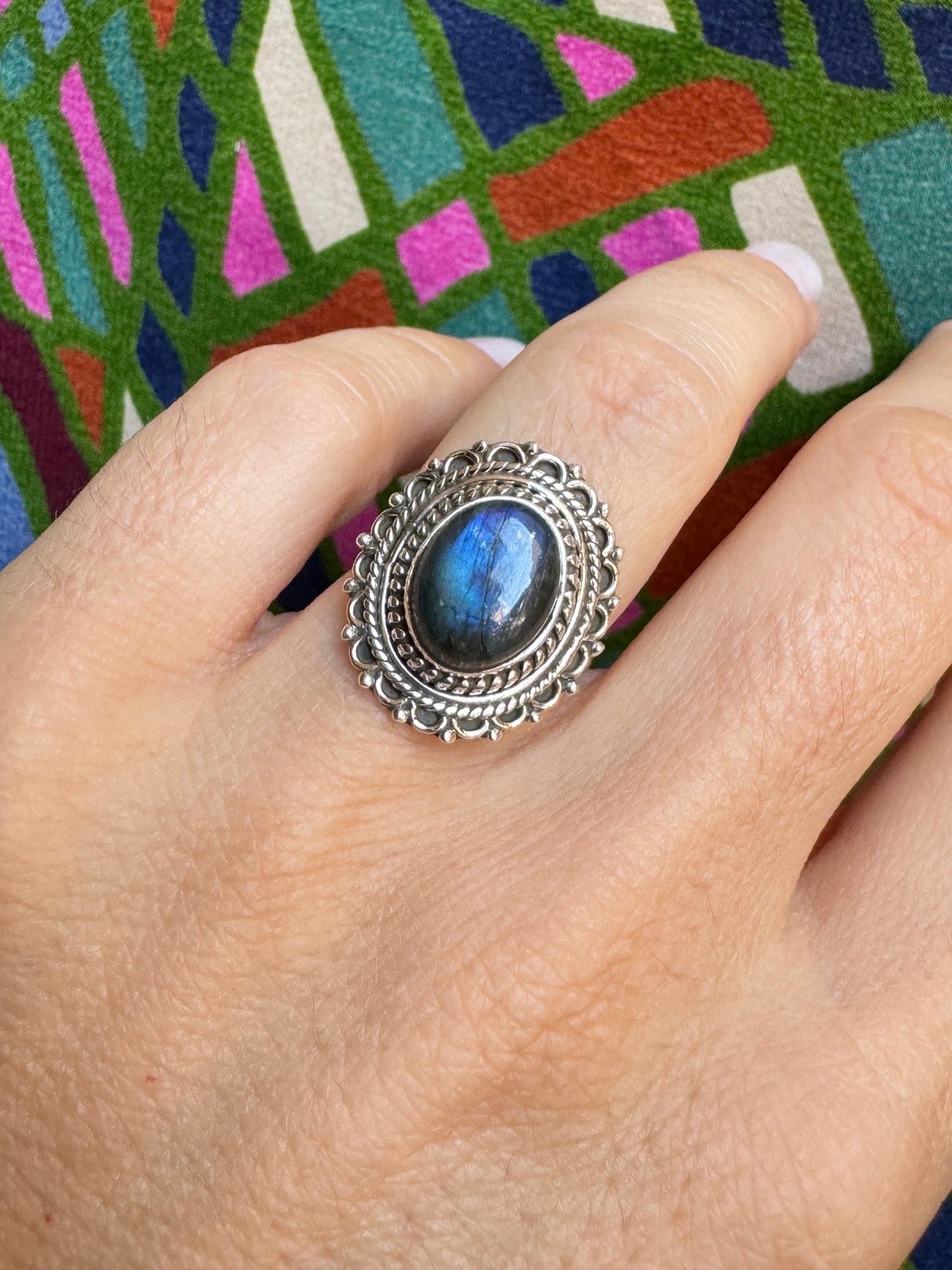 Labradorite Silver Ring E6