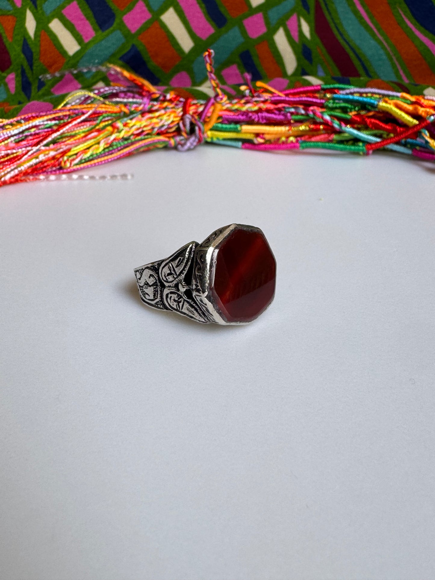 Antique vintage agate stone ring
