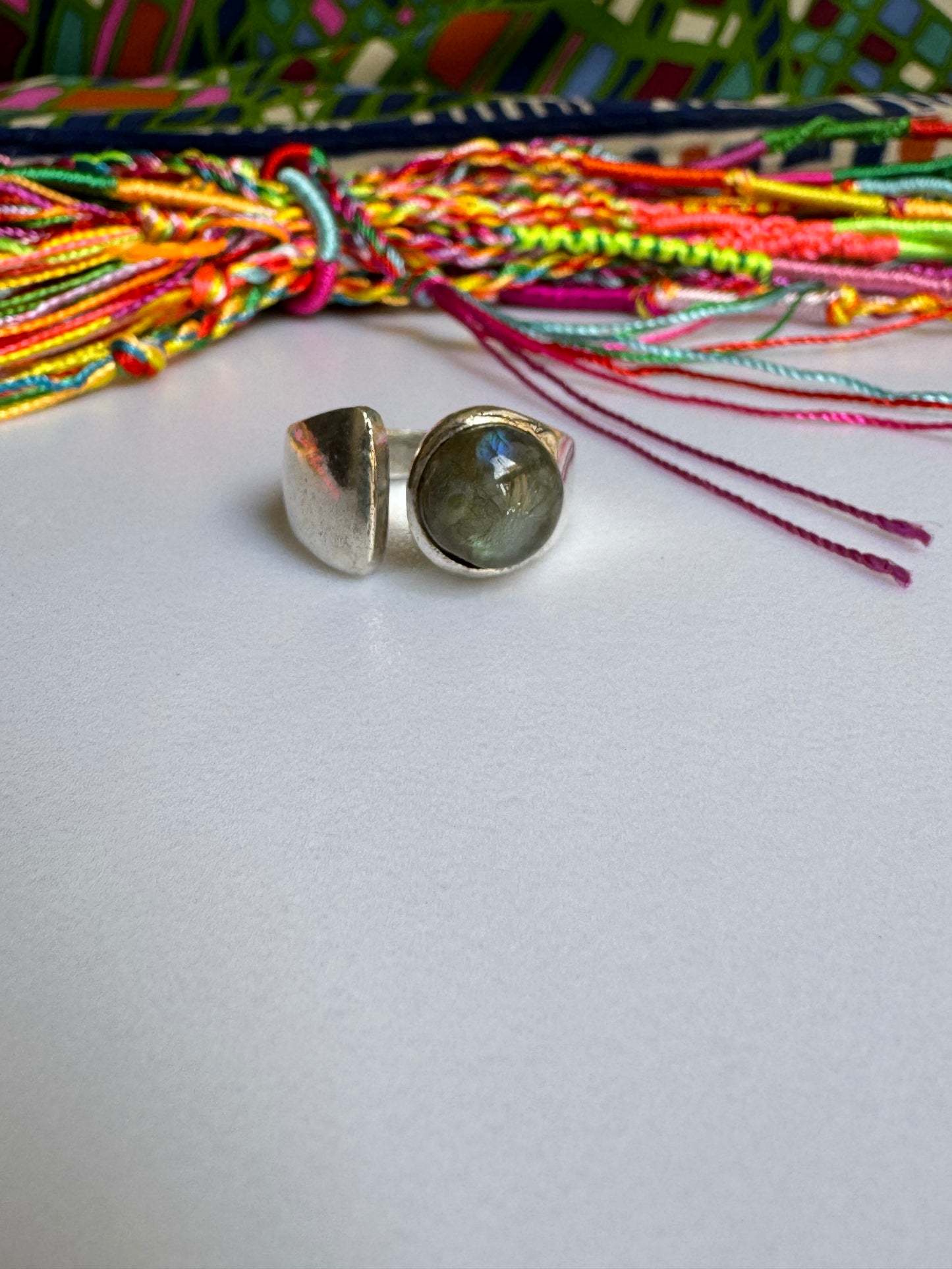 Labradorite silver boho ring