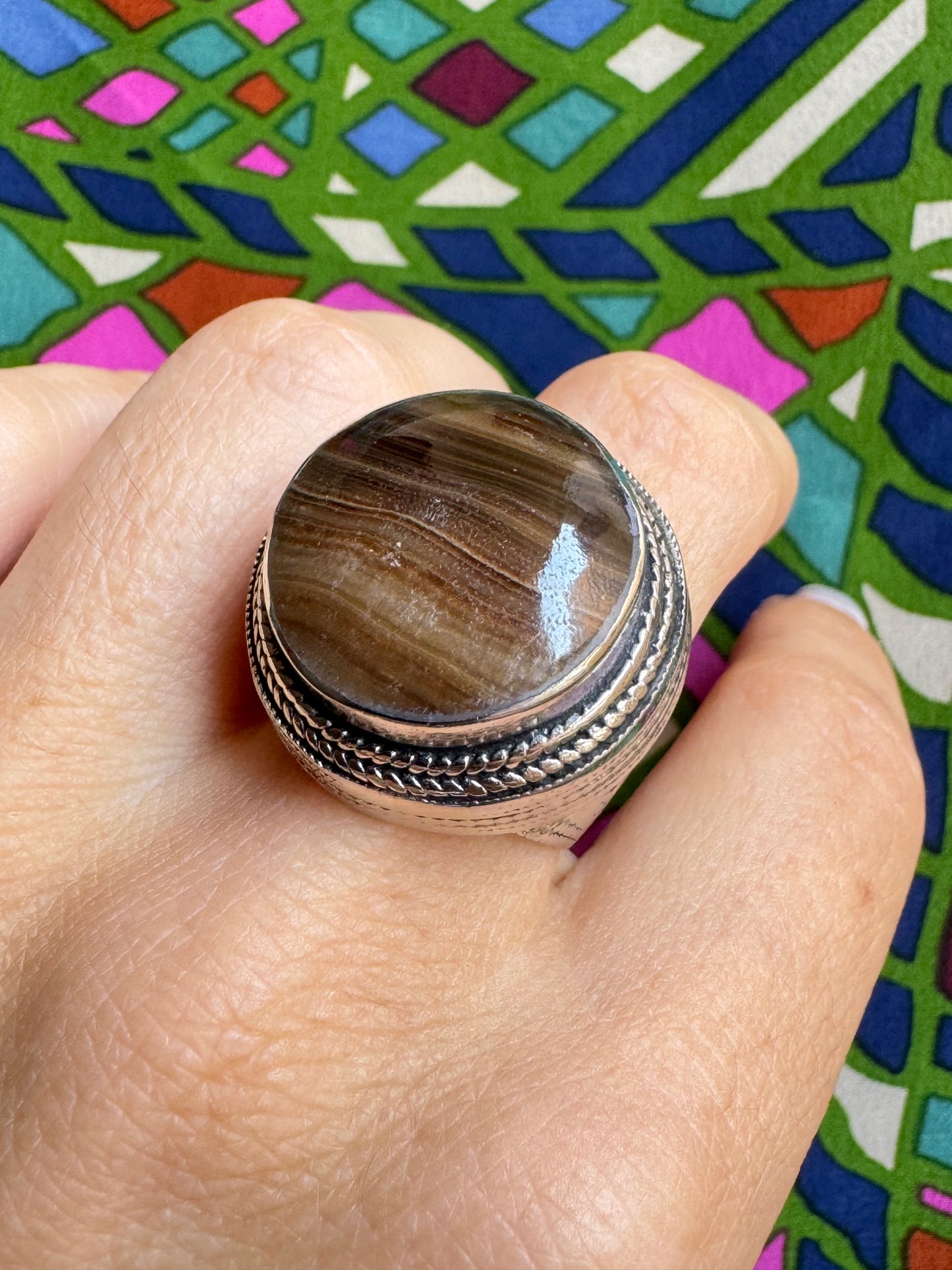 Antique vintage agate stone ring