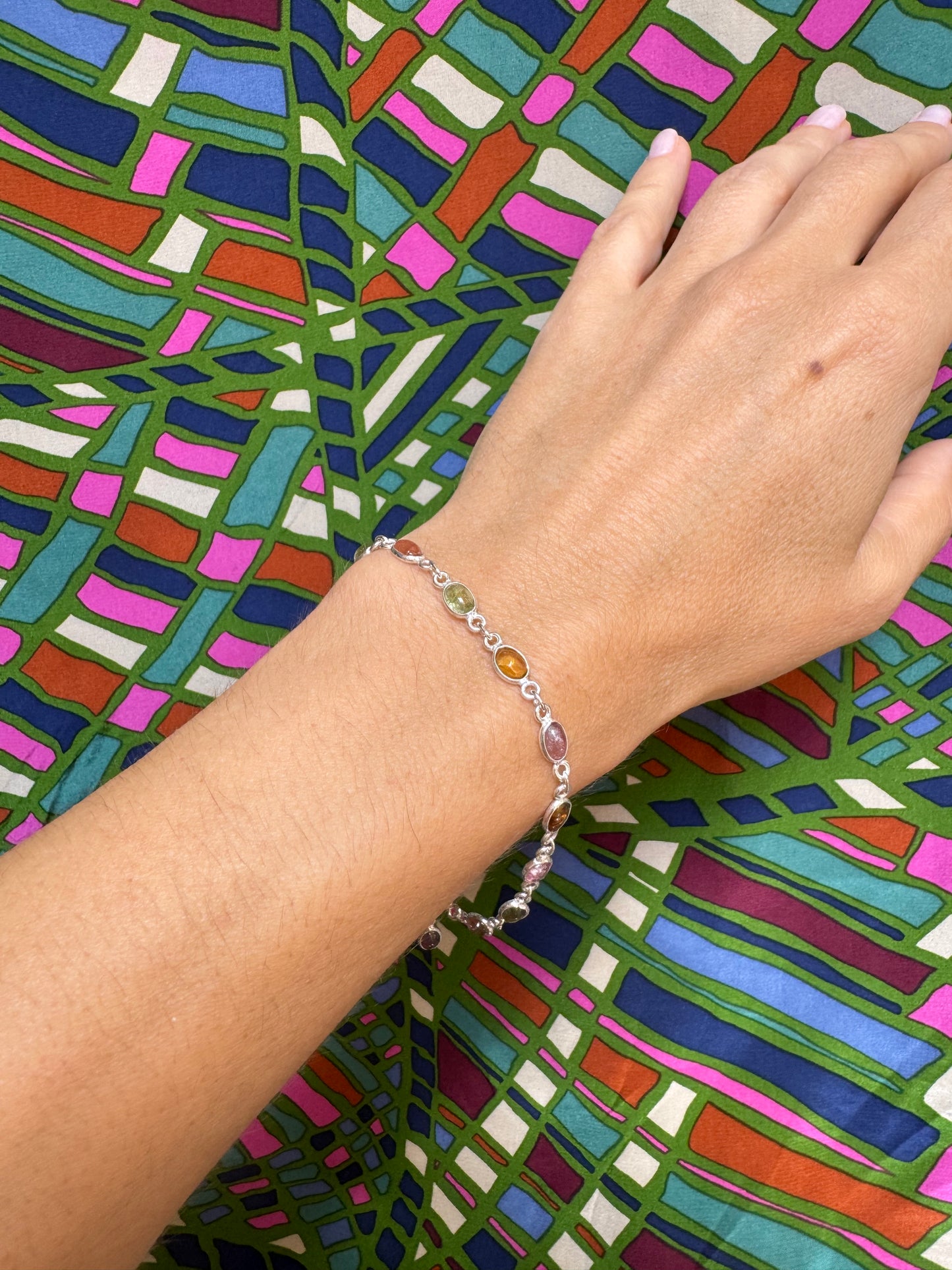 925 Silber Turmalin Armband B49