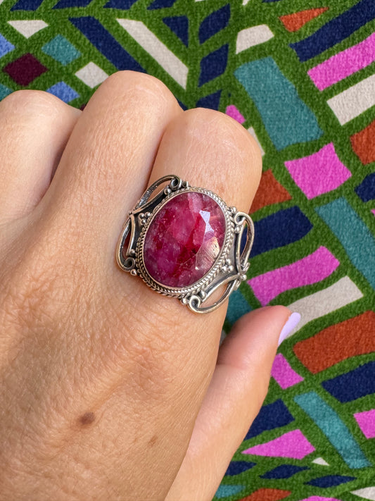 925 silver ring with ruby ​​root size 22/23 -X29